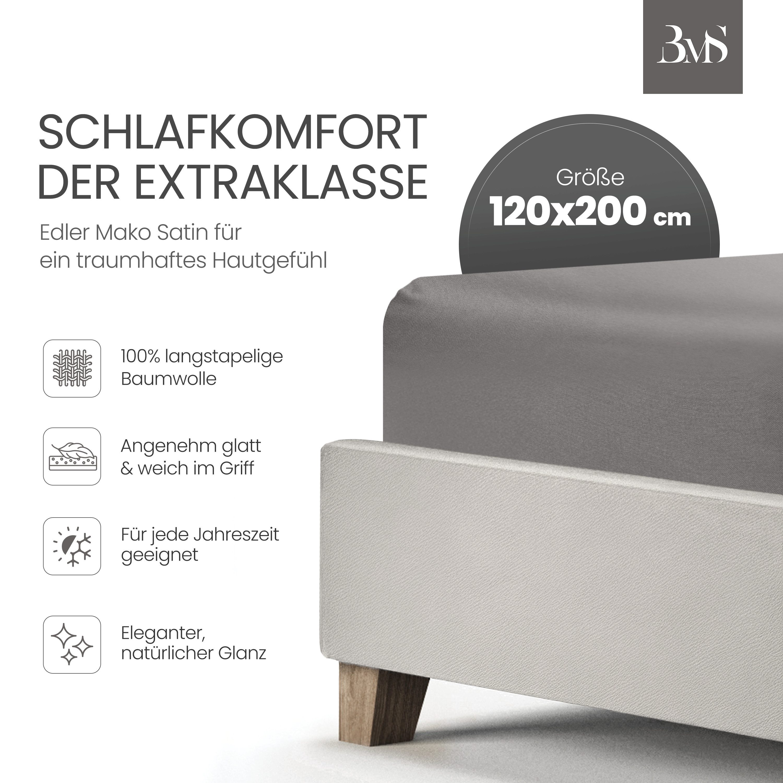 BETTWAESCHE-MIT-STIL Spannbettlaken Mako Satin Spannbettlaken, Matratzenhöh günstig online kaufen