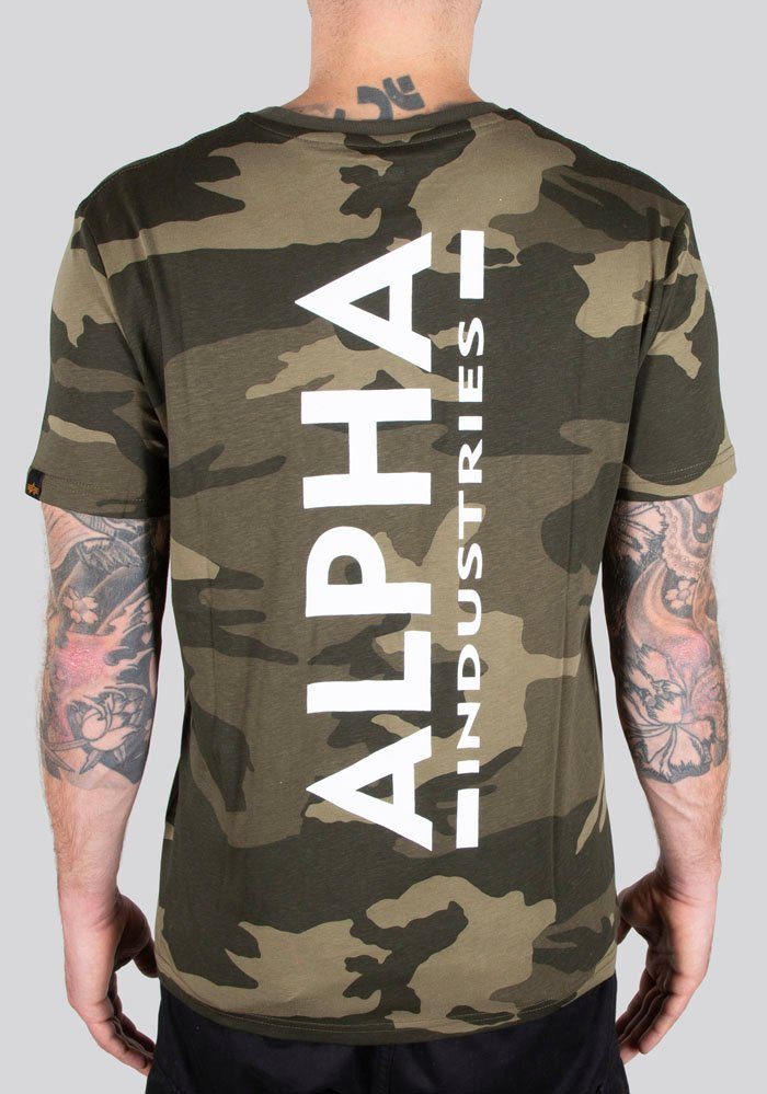 Alpha T Backprint Industries camo olive Camo Rundhalsshirt