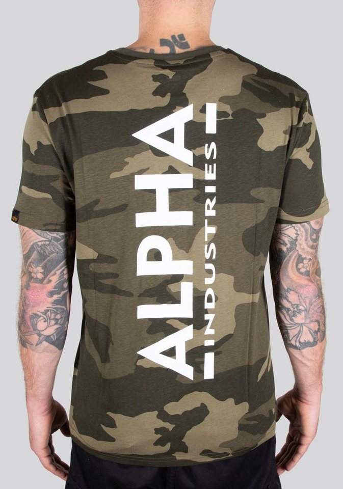 Alpha Industries Rundhalsshirt Backprint T Camo, Trageangenehm aus reiner  Baumwolle