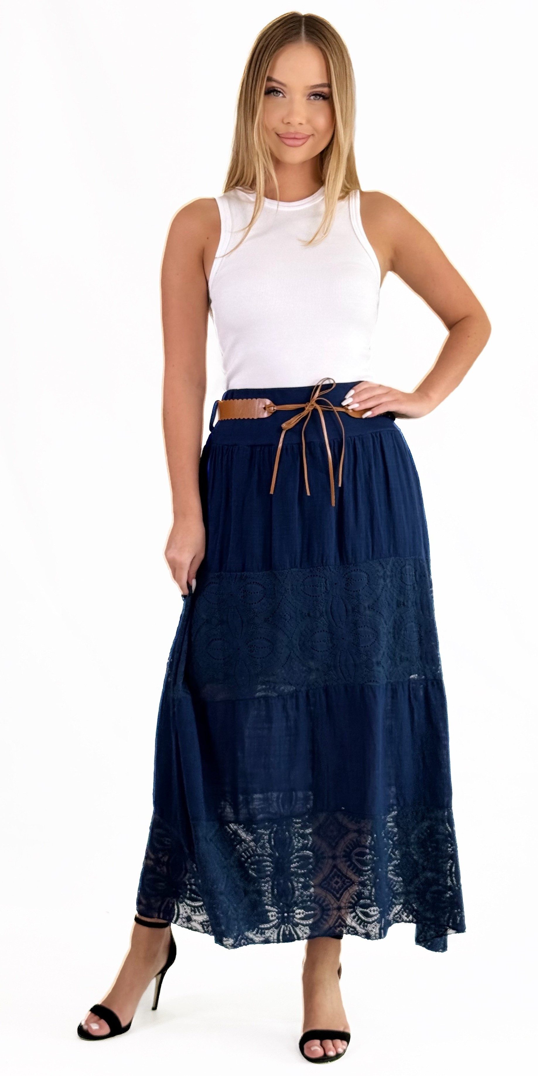 Mississhop A-Linien-Rock Baumwolle Rock Sommerrock locker Freizeit 100% M.3094