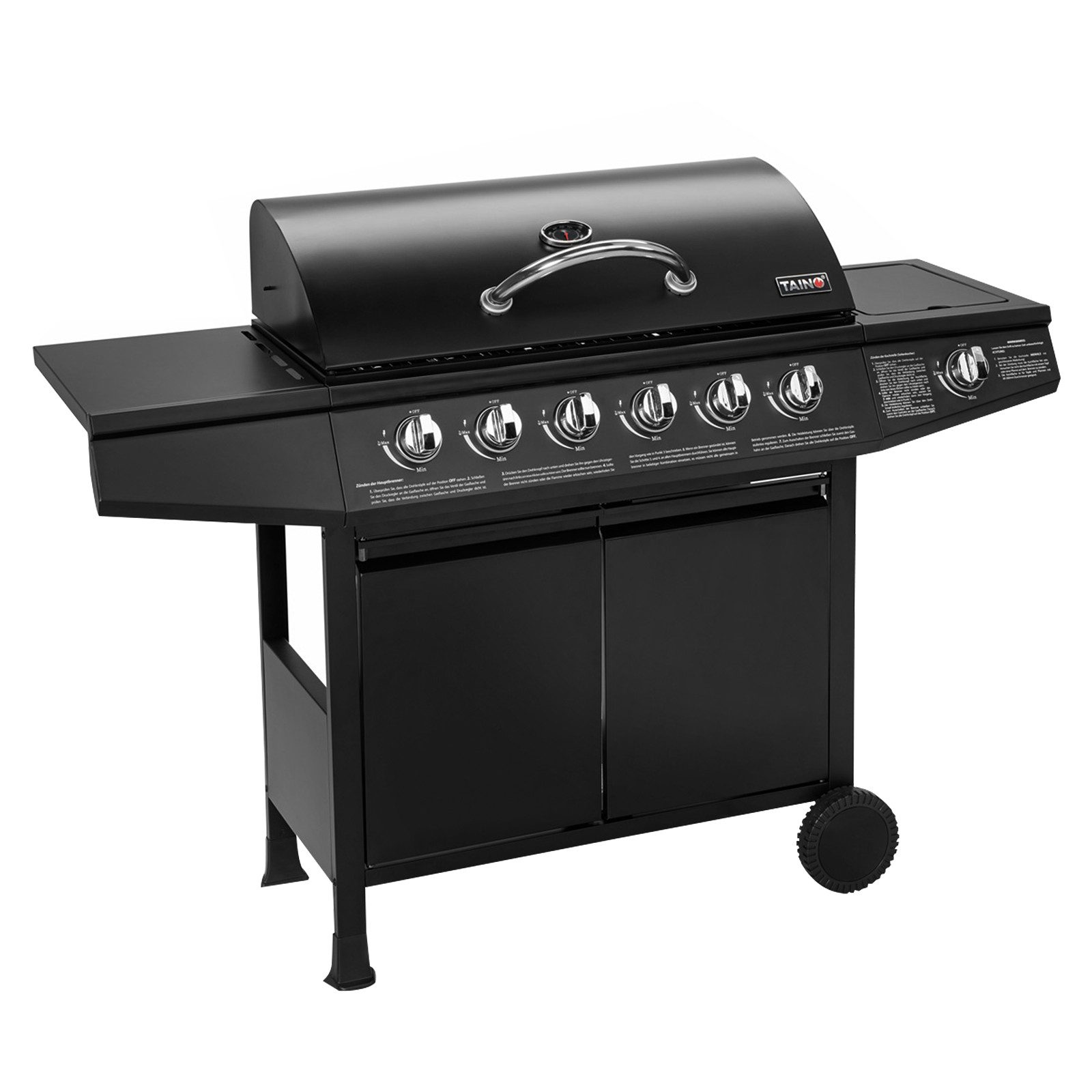 TAINO Gasgrill BASIC, Piezozündung, Stabiler Grillwagen, viele Ablagemöglichkeiten