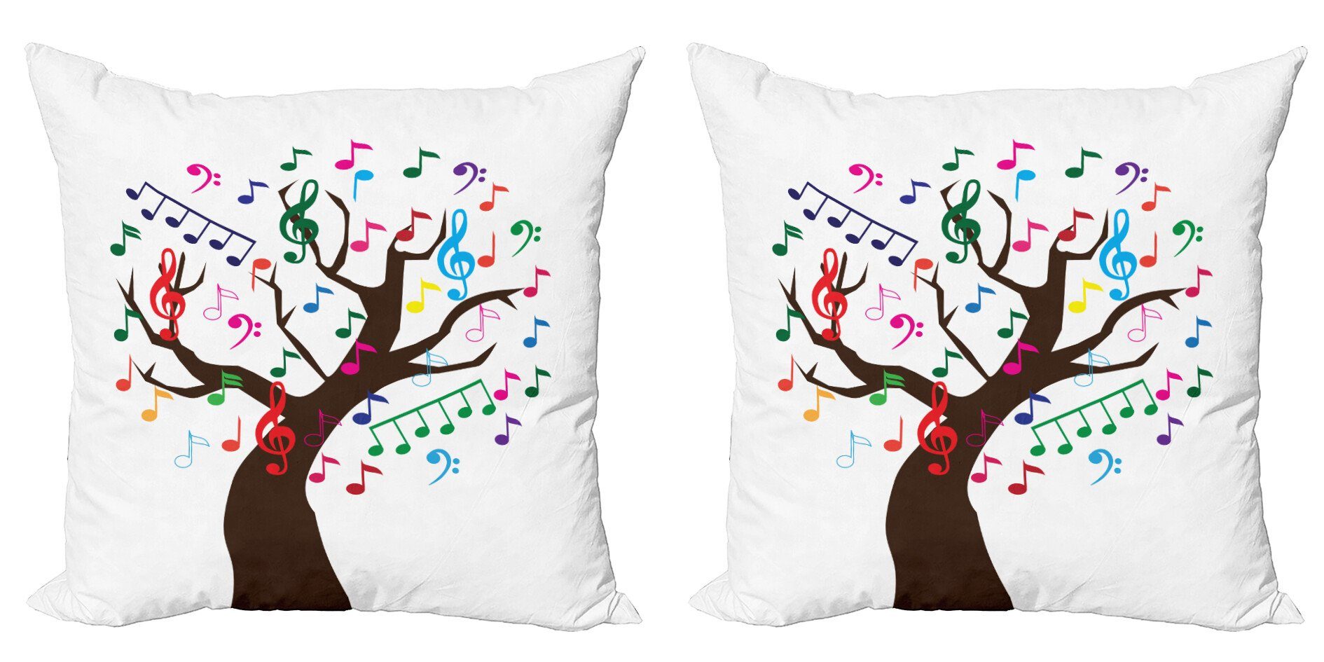 Musiknote bunten Doppelseitiger Kissenbezüge Modern Einzelteilen Abakuhaus Digitaldruck, mit Baum (2 Accent Stück),
