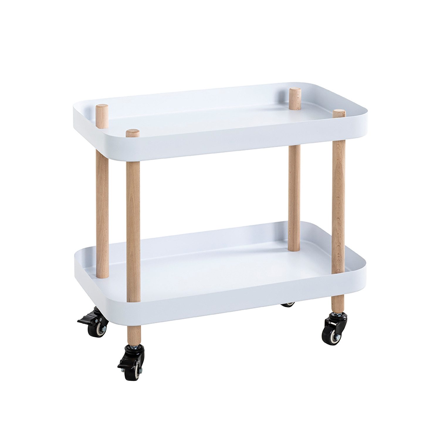 HAKU Beistelltisch Beistelltisch Massiv natur weiß-Sofatisch Metall-B 50 x H 47 x T 30 cm (1xBeistelltisch auf Rollen, Dekotisch - kleiner Tisch), Beistelltisch aus Metall
