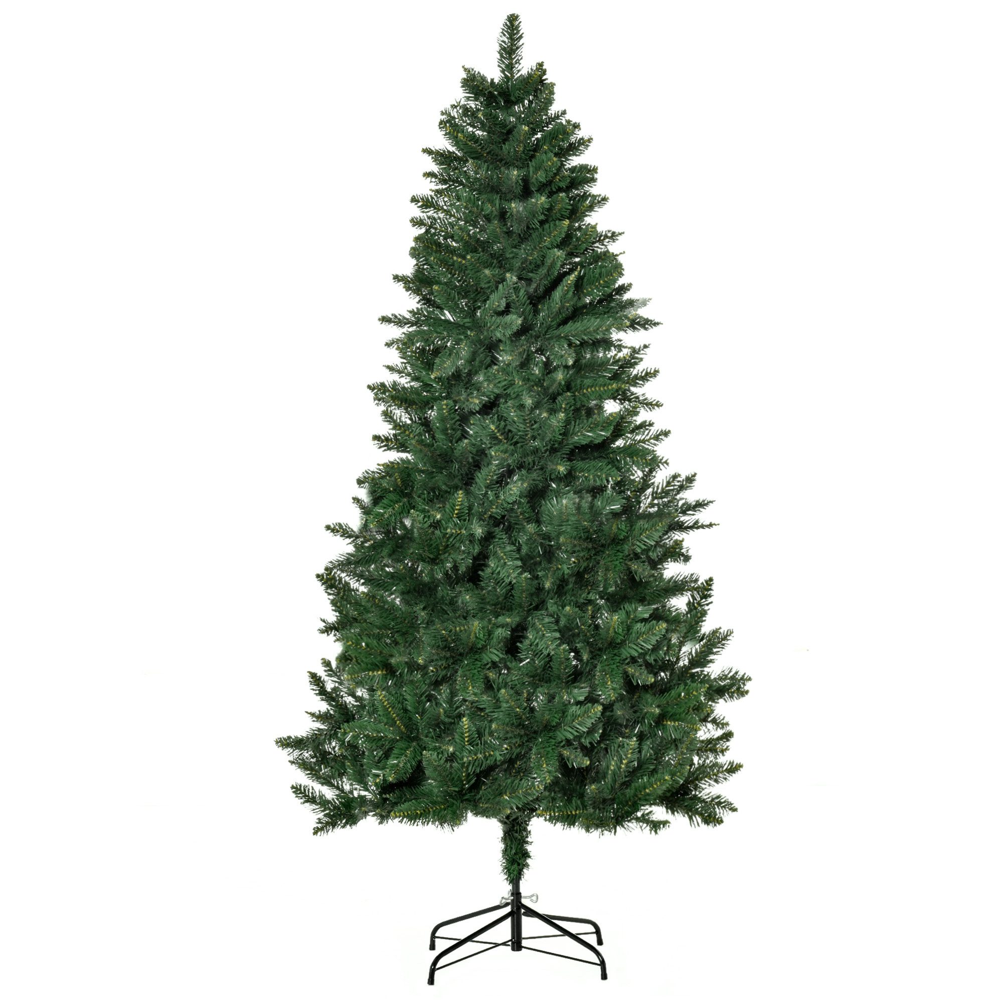 HOMCOM Künstlicher Weihnachtsbaum künstlich Christbaum 180 cm mit 59 Zapfen, Schnee, 1111 Spitzen, Kieferbaum, realistisches Aussehen, Grün