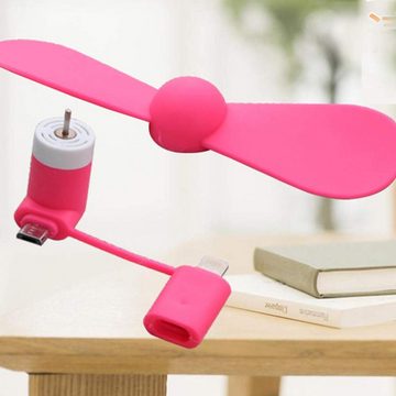 GelldG Mini USB-Ventilator Fan Phone Zubehör, Zwei-in-Eins-Lüfter für tragbare Telefone