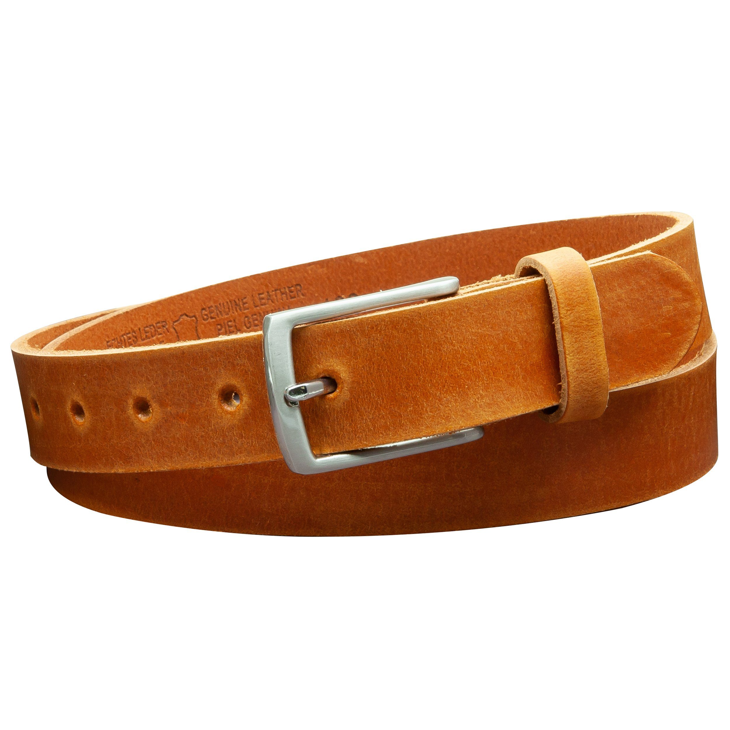 COLOGNEBELT Ledergürtel OM311-GE-Cognac MADE IN GERMANY, Cognac Kürzbar, 100 % Echtleder, Aus einem Stück, Unisex