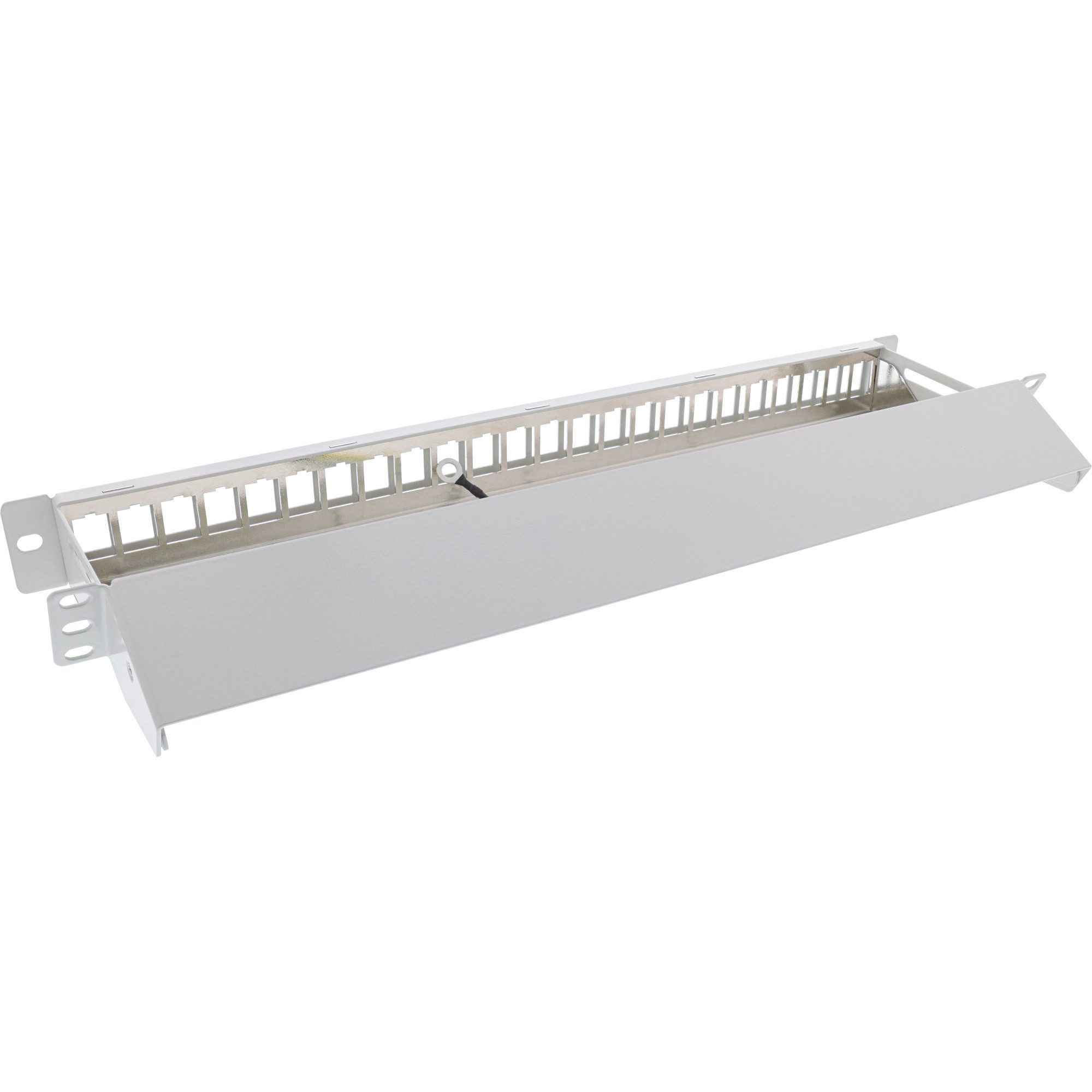 Inline 24-fach, Keystone Leerblech Patchpanel mit Auszug, 19", 1HE Netzwerk-Patch-Panel