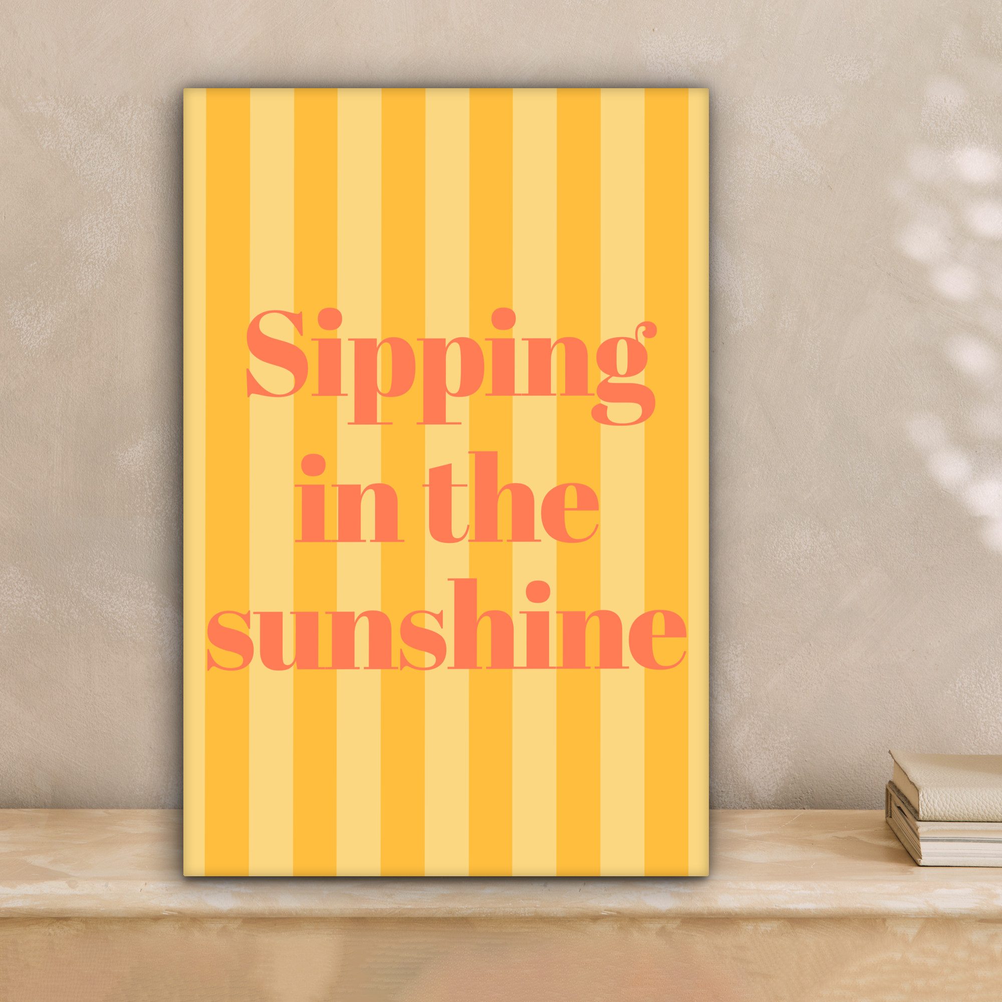 OneMillionCanvasses® Leinwandbild Gestreift - Gelb - Sonnenschein - Briefe, günstig online kaufen