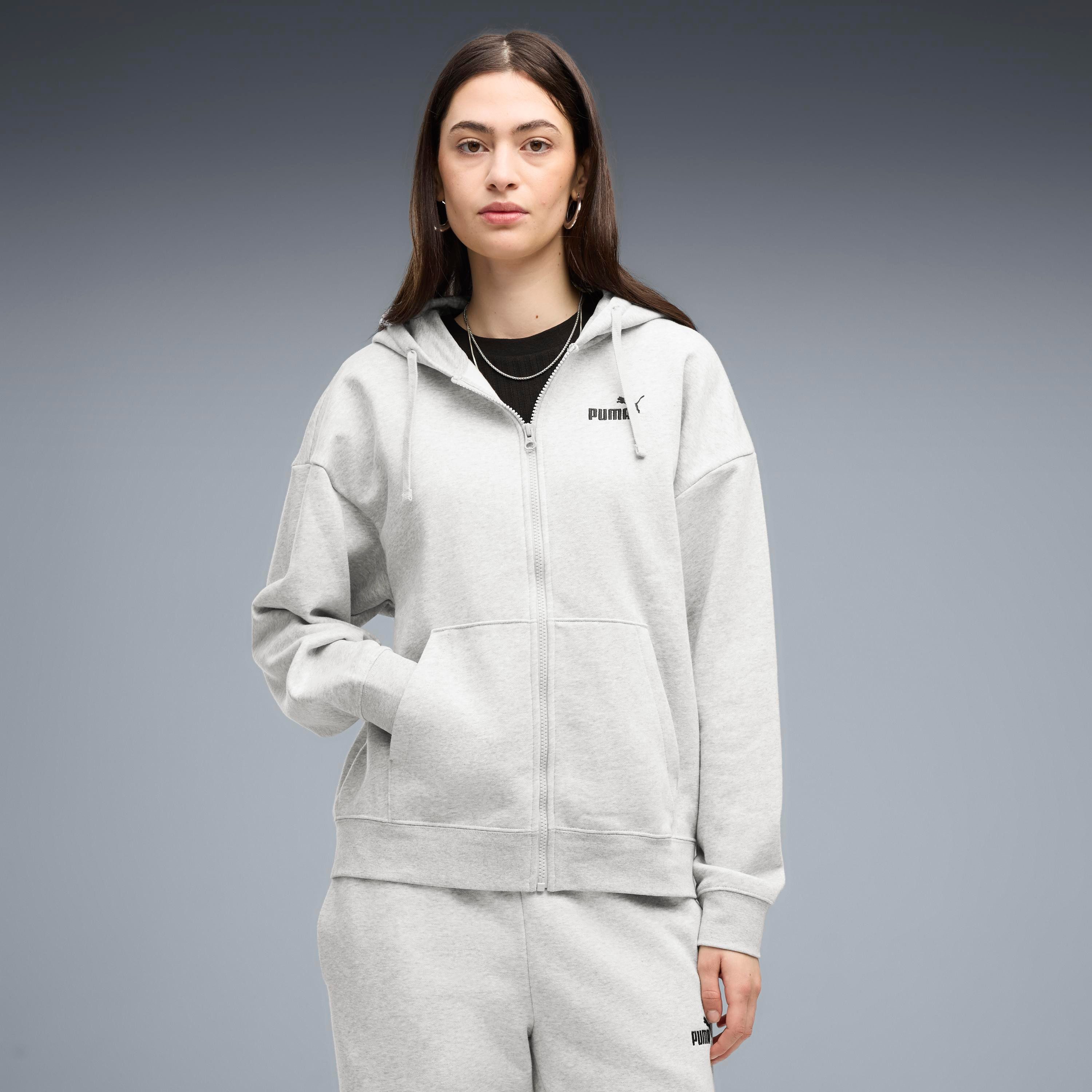 PUMA Kapuzensweatshirt ESS SMALL NO 1 LOGO COMFORT FULL-ZIP HOODIE FL mit Kängurutasche, mit verstellbarer Kapuze, sportlicher Stil