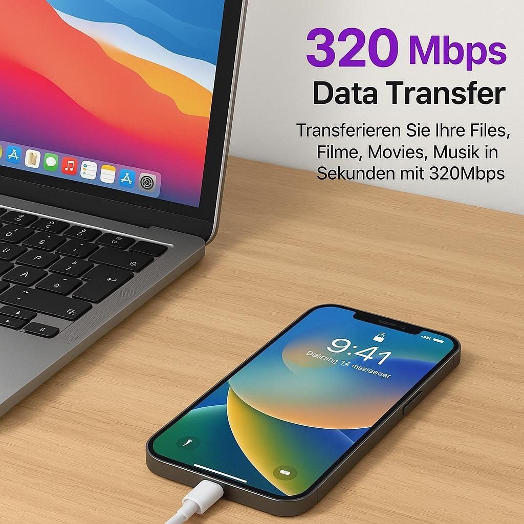 VEEV 2x USB C Kabel, Carplay Kabel, USB A auf USB C Kabel 1M Smartphone Smartphone-Kabel