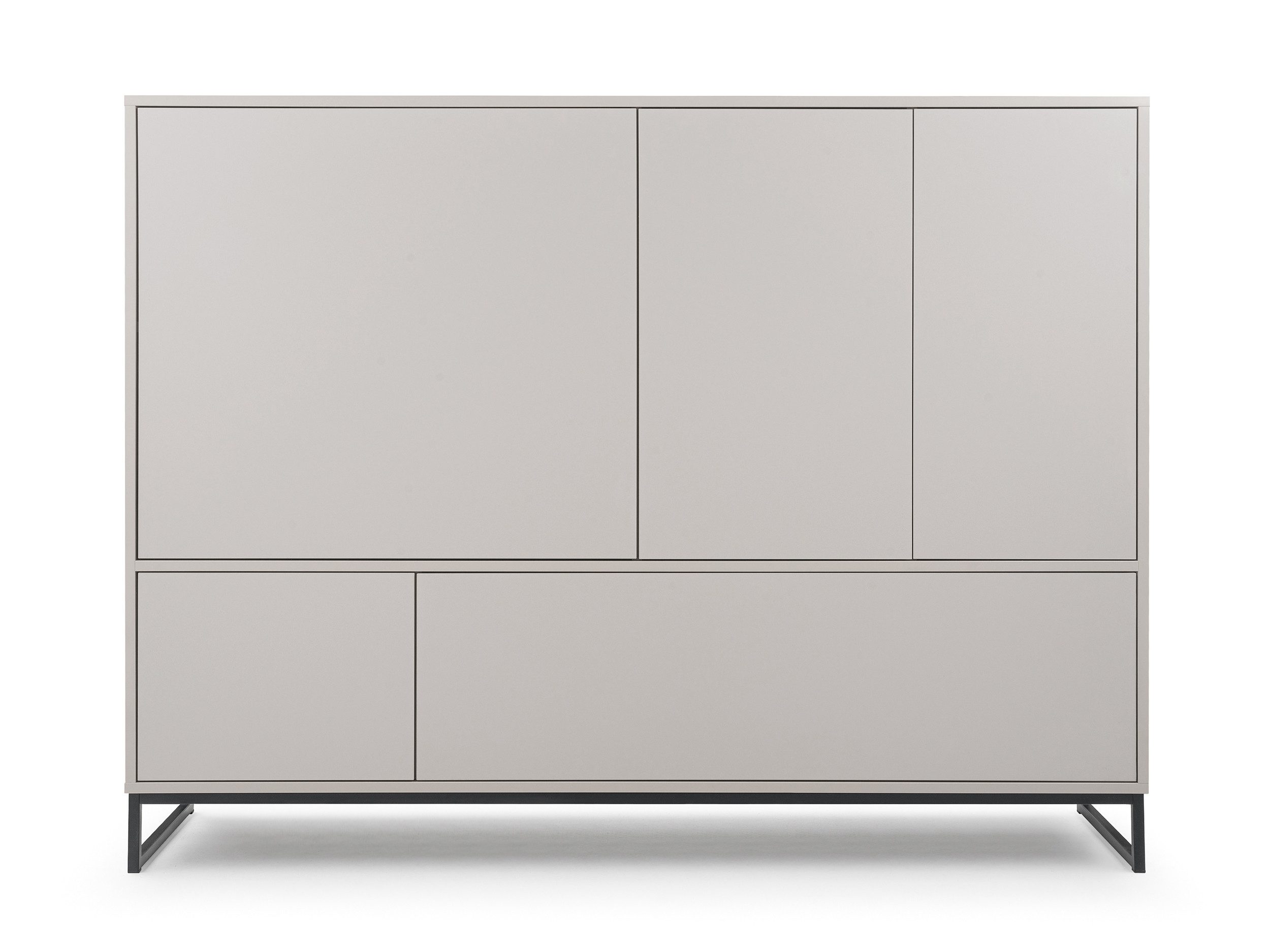 Beautysofa Kommode GIANA – elegante grifflos mit 5 Türen push‑to‑open (erhältlich in Sandbeige oder Flaschengrün), Breite: 160 cm