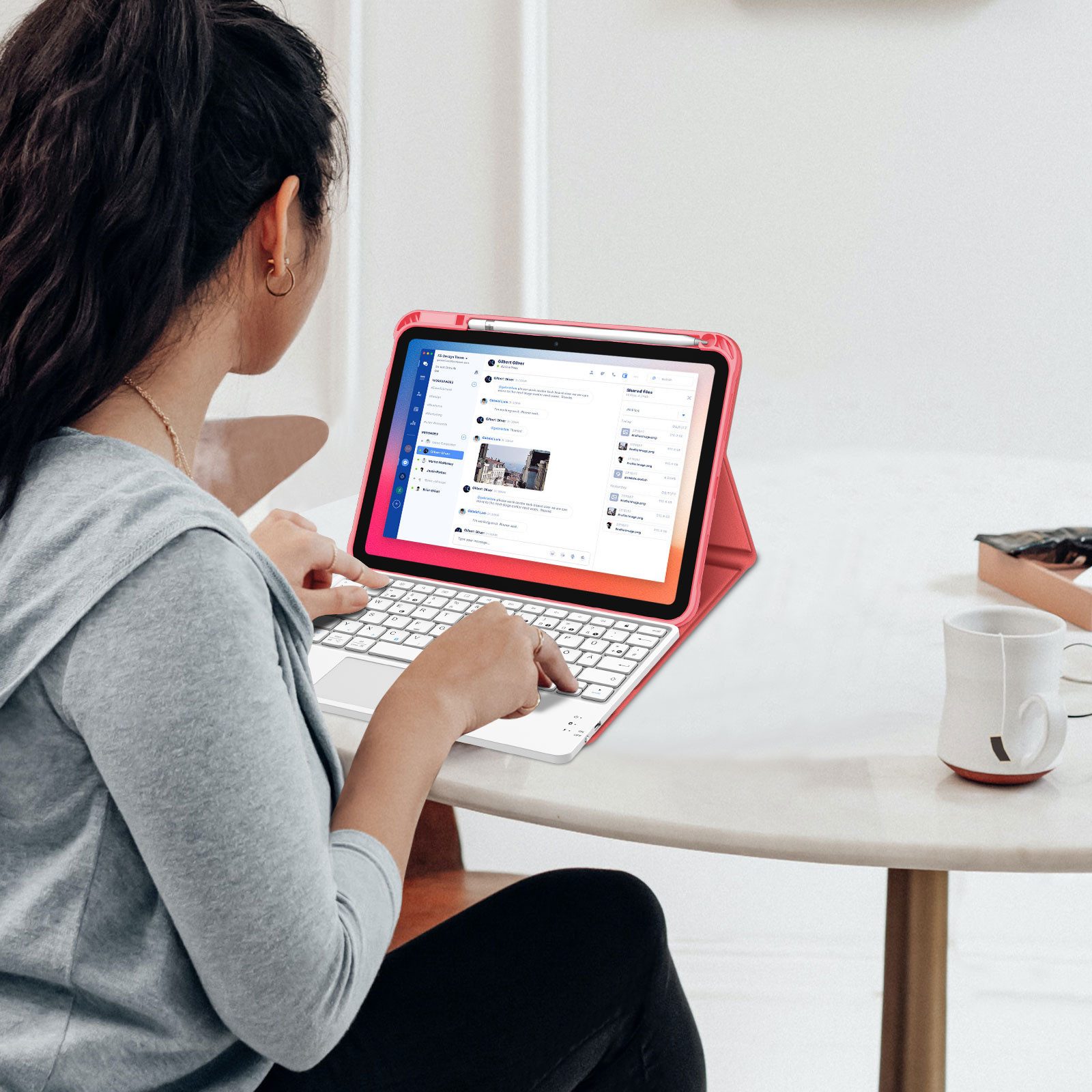 Fintie Tablet-Hülle für iPad 11. Generation 2025 11"(A16), iPad 10. Generation 2022 10.9", mit magnetischer Abnehmbarer Deutscher Touchpad Tastatur-QWERTZ Layou – Bild 5 von 5