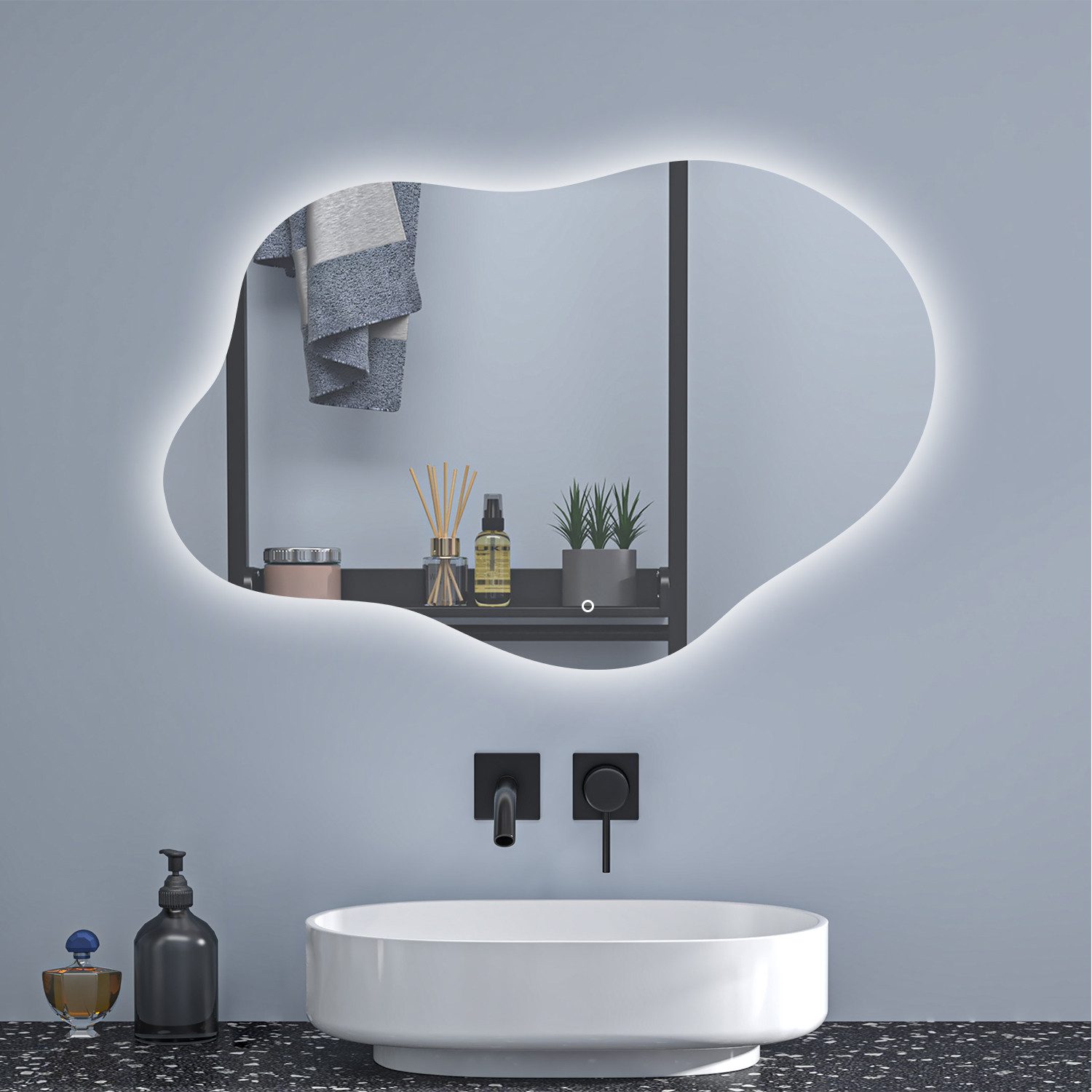Aica Sanitär Badspiegel Asymmetrische Dekospiegel Badezimmerspiegel Dimmbar günstig online kaufen