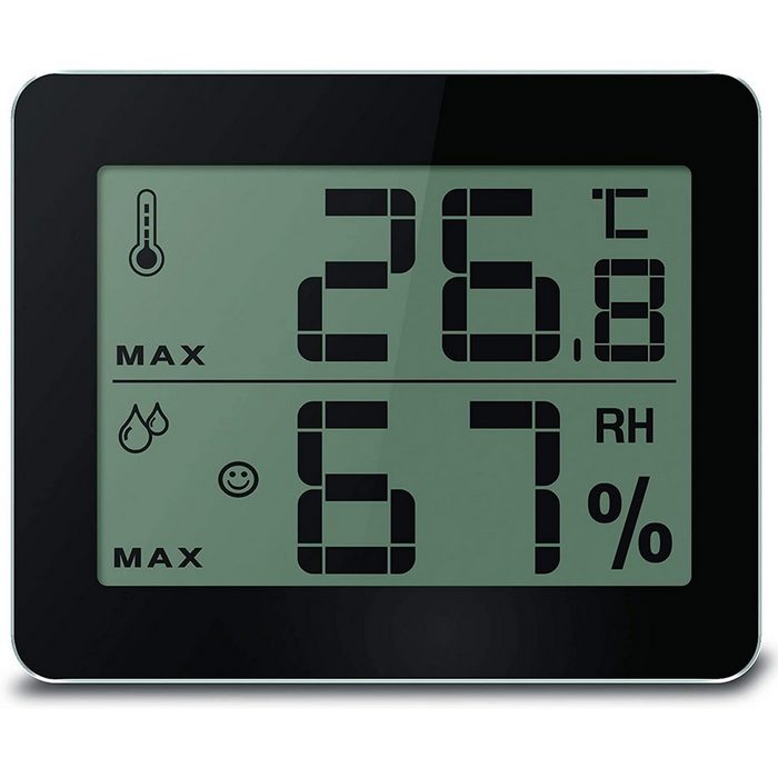technoline WS 9450 Wetterstation (Temperaturstation mit Innentemperatur- und Innenluftfeuchteanzeige Wohlfühlindikator Thermometer Hygrometer große Anzeige großes Display Senioren schwarz)