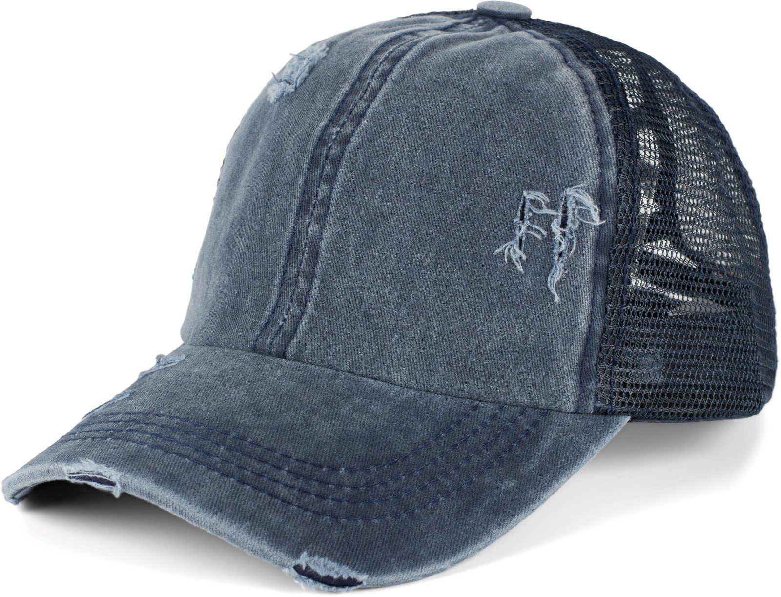 styleBREAKER Baseball Cap Ponytail Baseball Cap Used Look mit Mesh Einsatz (1-St)