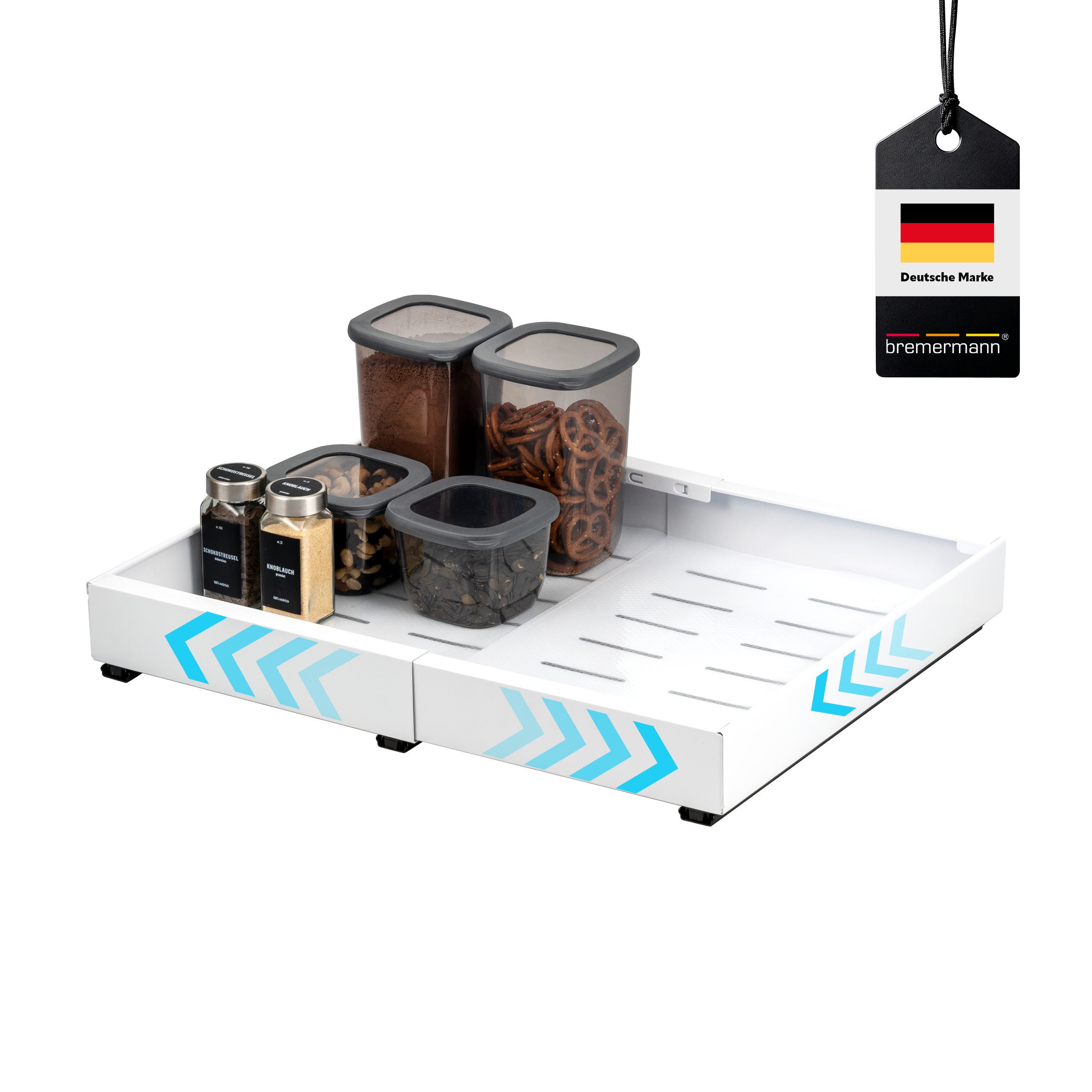 bremermann Teleskopauszug mit Einlegeboden, ausziehbar, Breite von 31-51 cm, weiß