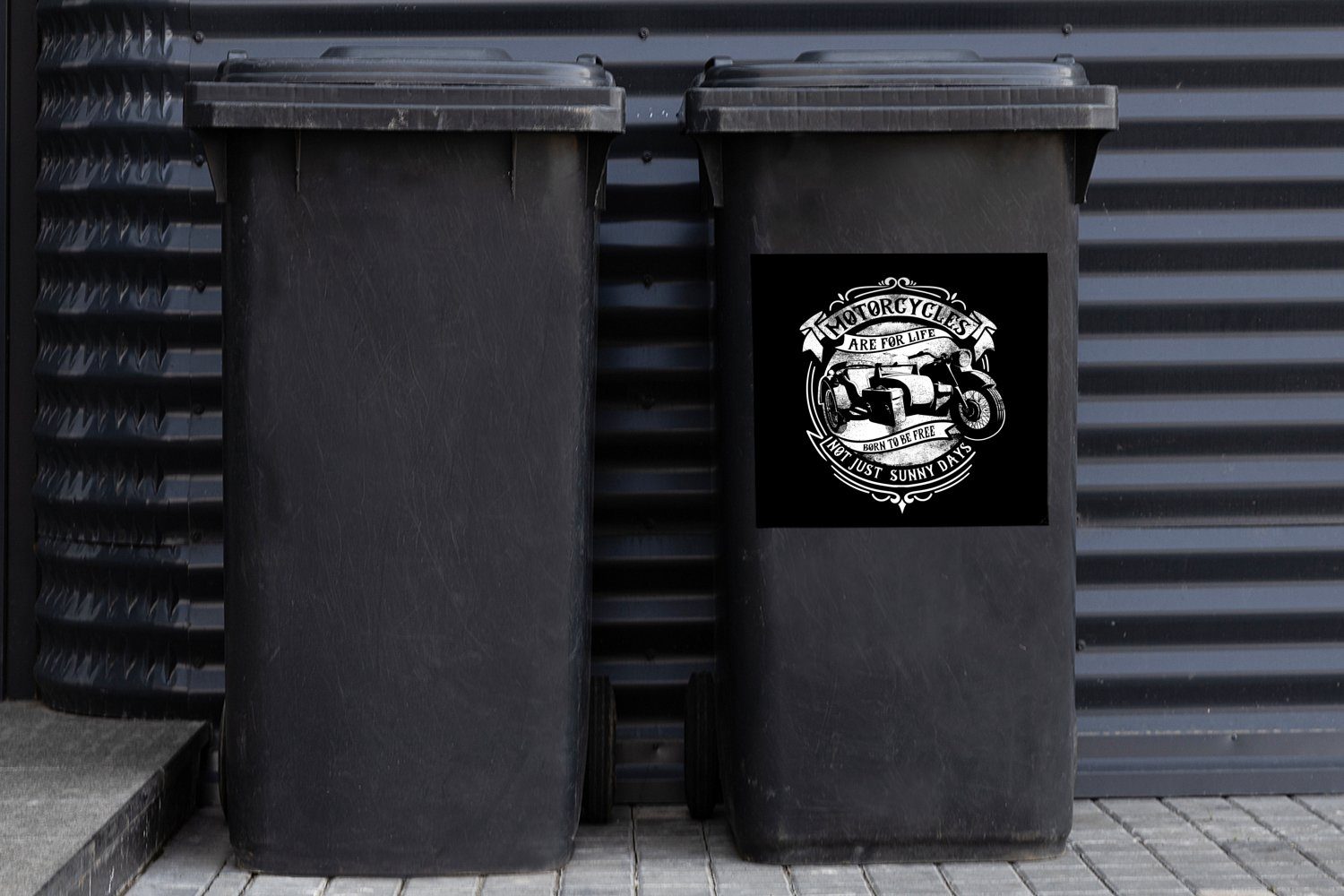 Mülltonne, - (1 Sticker, Retro - Angebot St), Container, Motor MuchoWow Wandsticker Mancave - Abfalbehälter Mülleimer-aufkleber,