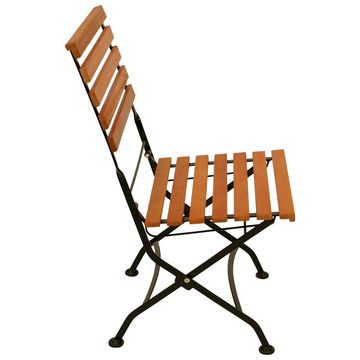 DEGAMO Garten-Essgruppe HOFGARTEN, (5-tlg), 4x Stuhl, 1x Tisch eckig 70x120cm, Stahl schwarz, Eukalyptus