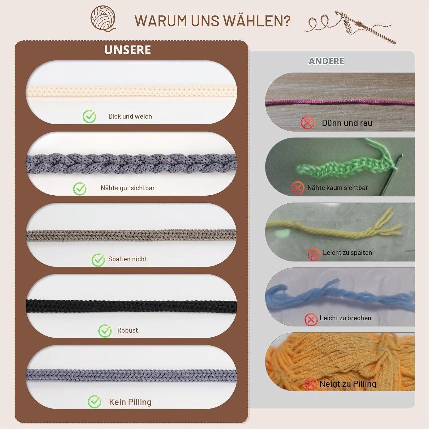 LuxusKollektion Häkelnadeln Häkelkorb Set für Anfänger, Beige, 1 St.