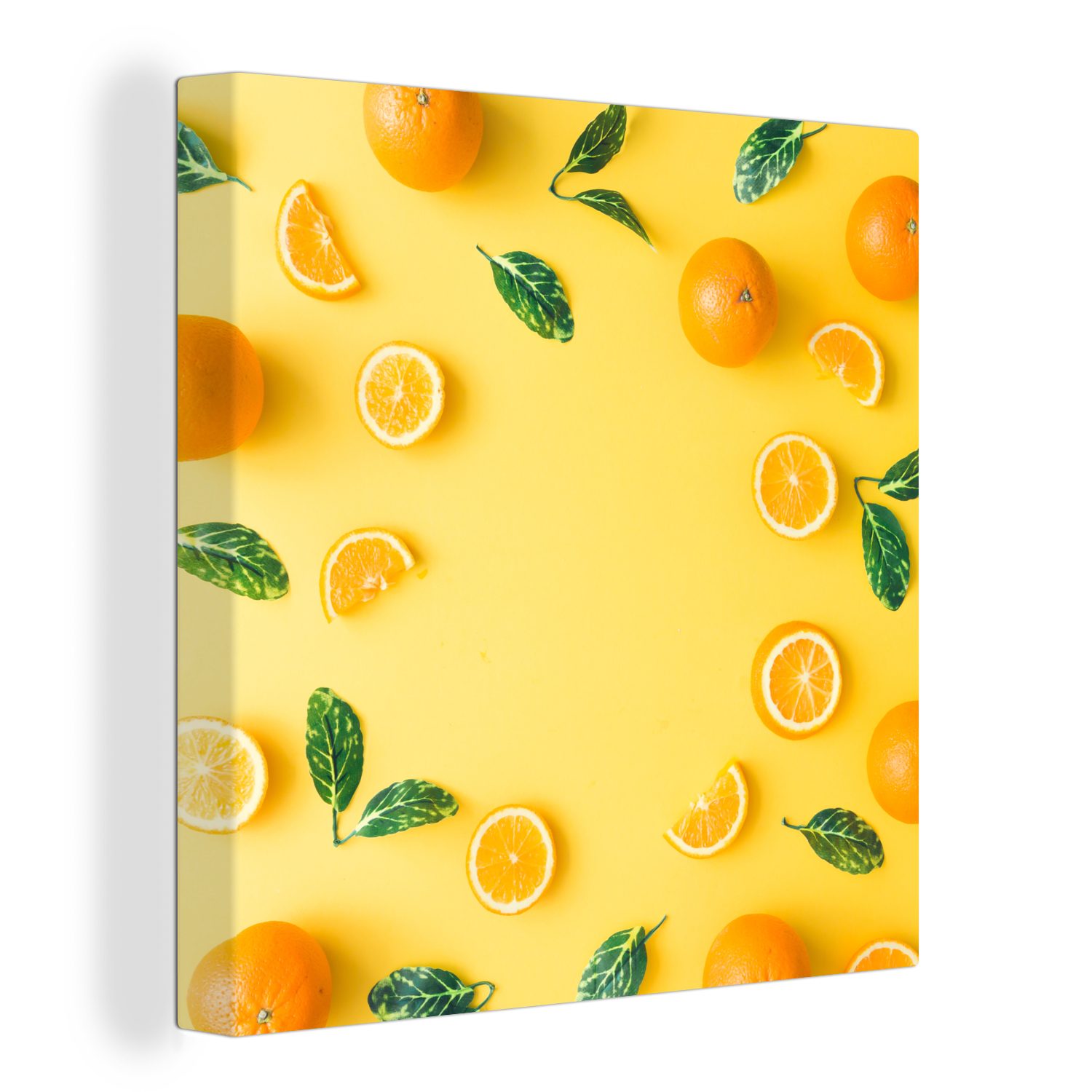 OneMillionCanvasses® Leinwandbild Orange - Obst - Gelb, (1 St), Leinwand Bilder für Wohnzimmer Schlafzimmer