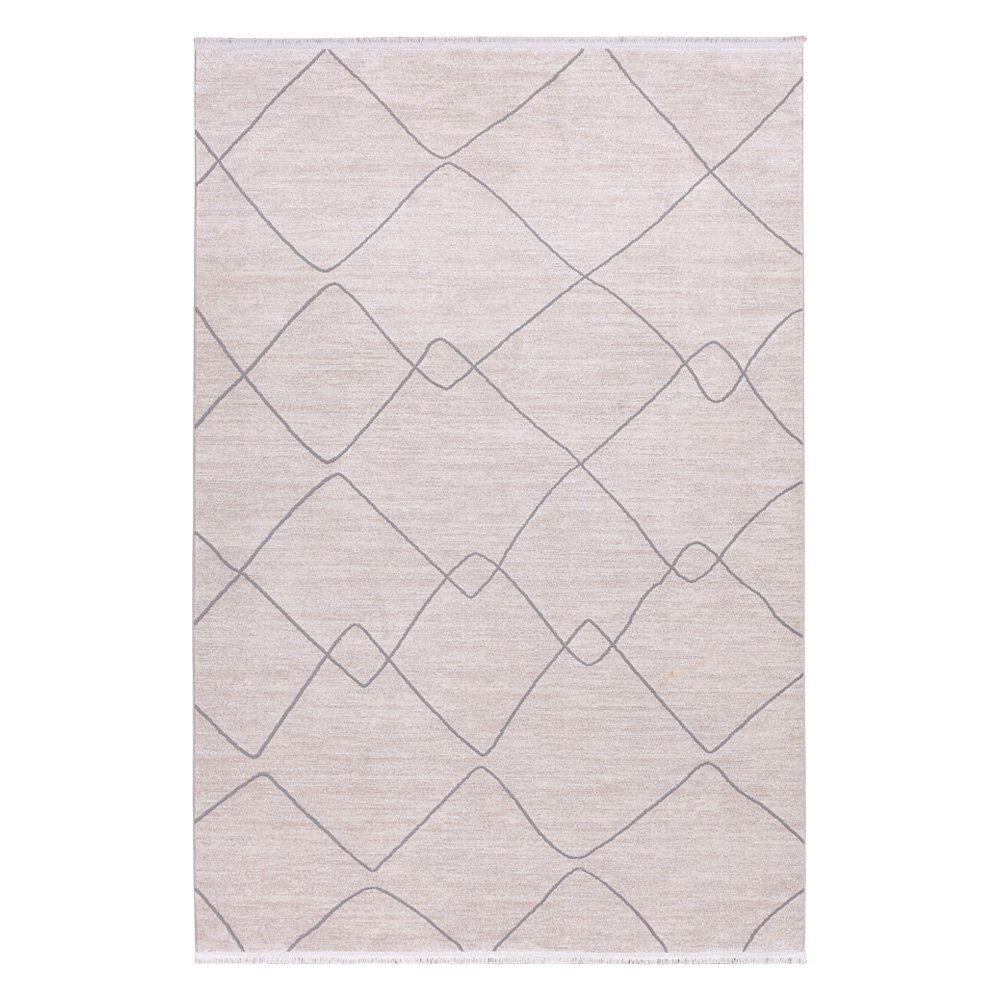 Teppich Schlafezimmer, Wohnzimmer, mm, Cream-Grau, 13 Kurzfloor Teppich modern Designteppich Designer Wohnzimmer Carpetilla, Rechtetig, Esszimmer, Kinderzimmer, Welle Höhe: