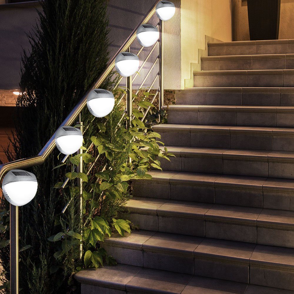 etc-shop Außen-Wandleuchte, LED-Leuchtmittel fest verbaut, Lampen IP44 Leuchten 6er Außen Set Zaun Garten Beleuchtungen Solar LED