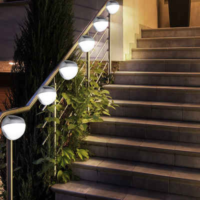 etc-shop Außen-Wandleuchte, LED-Leuchtmittel fest verbaut, 6er Set LED Solar Außen Garten Lampen Zaun Leuchten IP44 Beleuchtungen