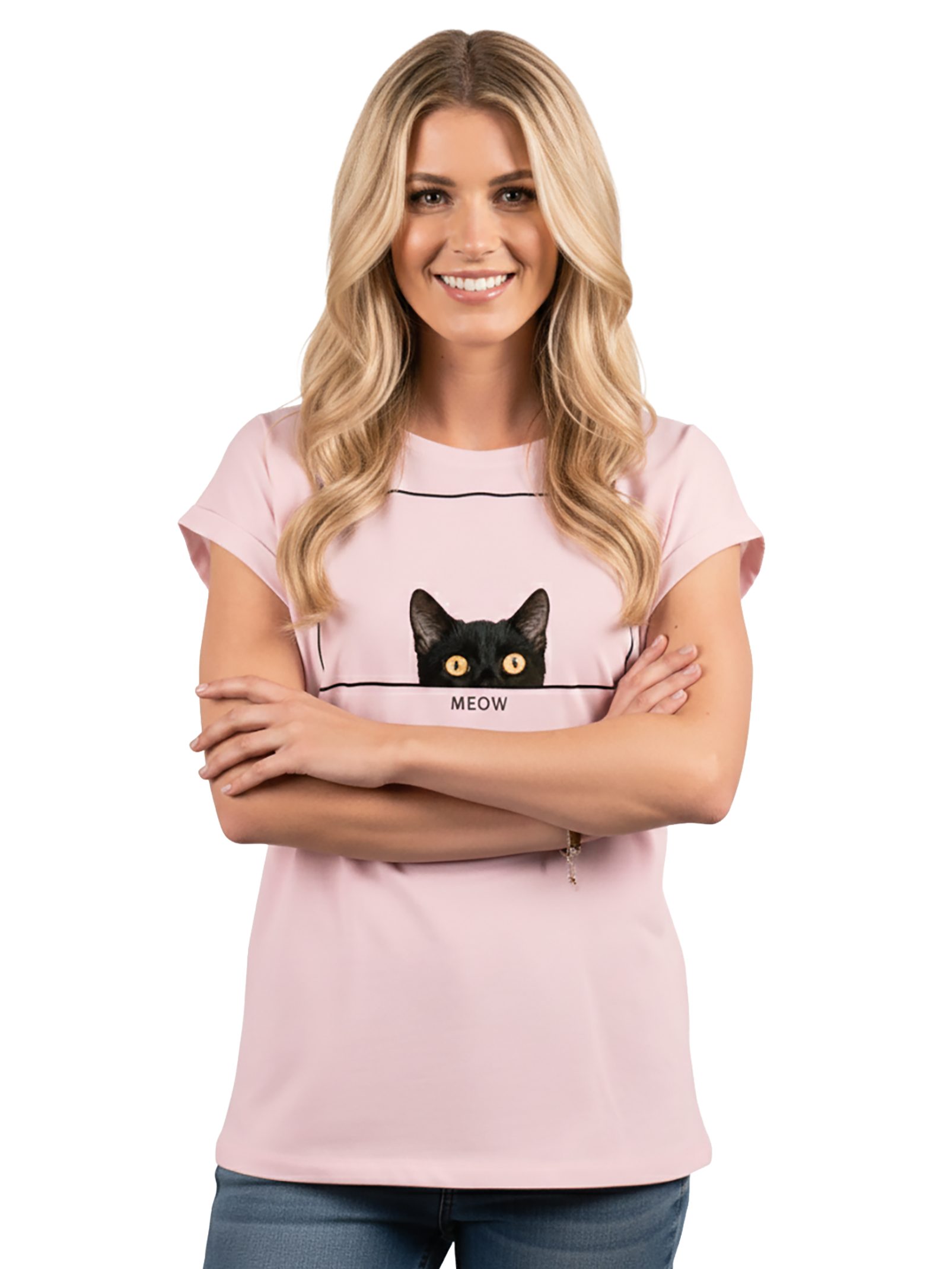 MAKAYA Print-Shirt Katzenshirt Damen Top Katzenmotiv Lustige Katzen Geschenke Katzenfans
