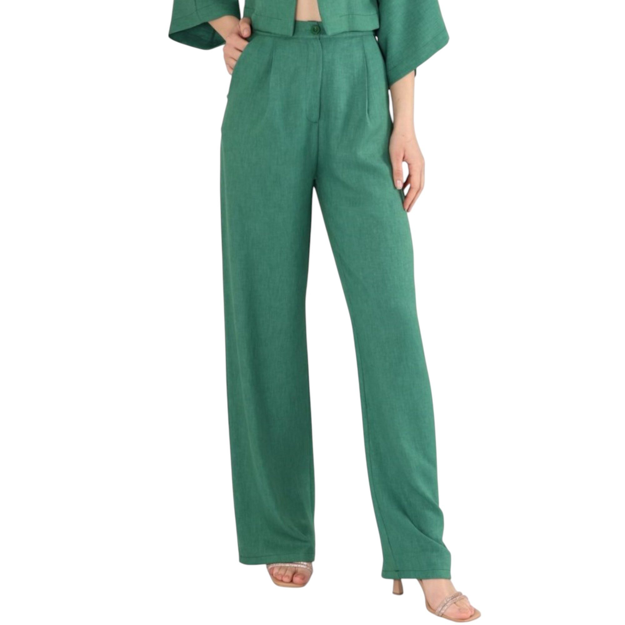 fashionshowcase Palazzohose Damen Stoffhose in Leinenoptik – elegant Weites günstig online kaufen