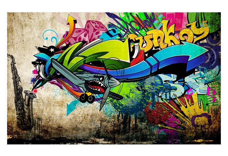 KUNSTLOFT Vliestapete Funky - graffiti Tapete 0.98x0.7 lichtbeständige matt, Design m