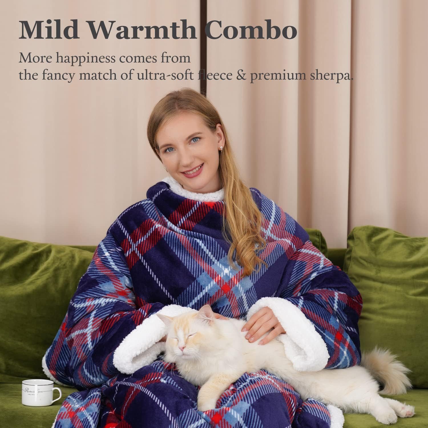 Wohndecke, Diyarts, weiche, kuschelige Ärmeldecke, Sherpa günstig online kaufen