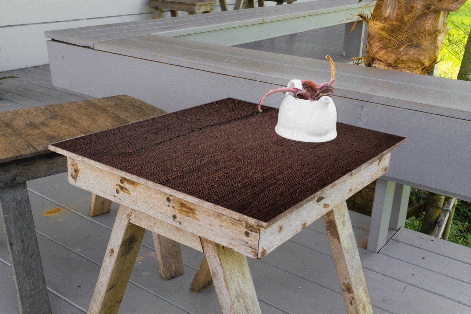 Wallario Möbelfolie Holz-Optik Textur dunkelbraunes Holz
