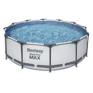 BESTWAY Pool Steel Pro Max Frame Pool Set rund Filterpumpe Leiter grau 366x100cm (56418)
