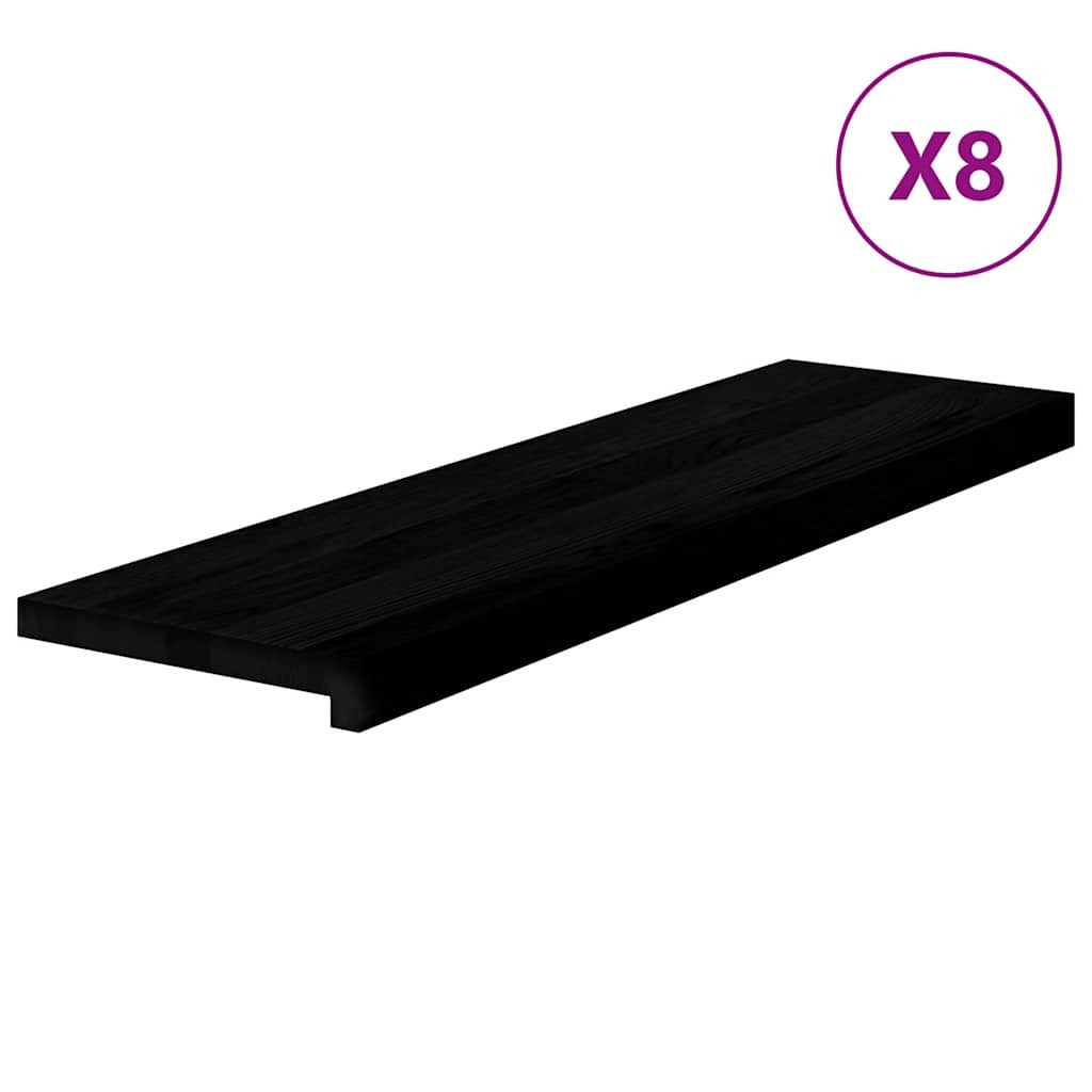 vidaXL Stufenmatte Treppenstufen 8 Stk. Braun-Schwarz 90x30x2 cm Massivholz Eiche, Hütte, Treppenstufen 8 Stk. Braun-Schwarz 90x30x2 cm Massivholz Eiche