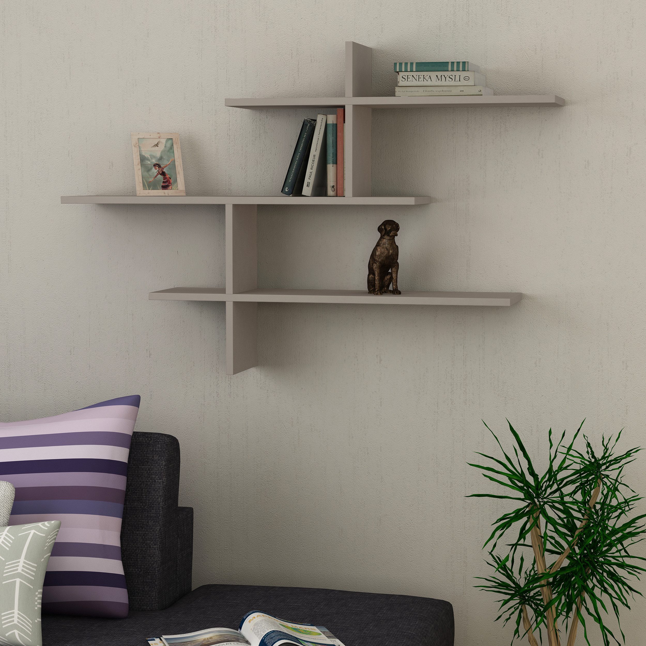 Decortie Wandregal Leo, Modernes Wandregal, Schwimmendes Regal, 22 x 123 x 80,5 cm