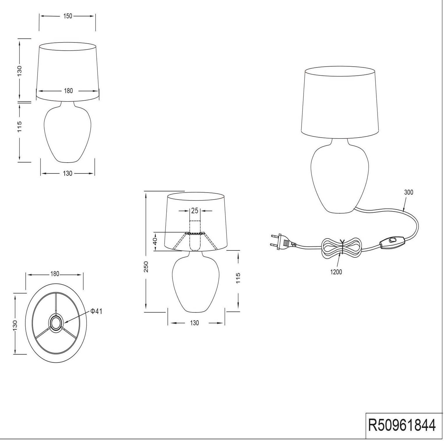 Reality Leuchten Schreibtischlampe Lou, ohne Leuchtmittel, Nachttischlampe, Tischlampe, Keramik braun, Stoffschirm Beige