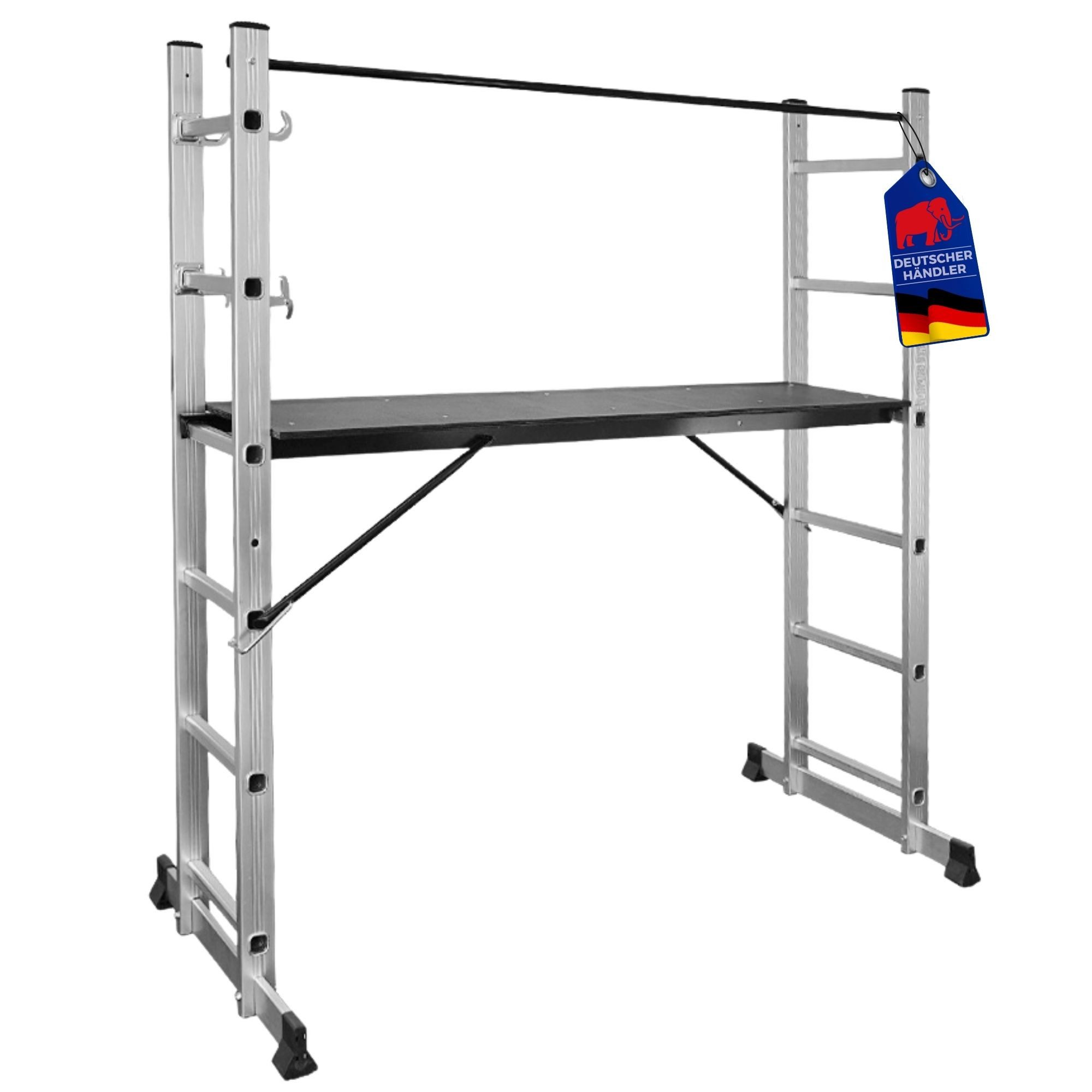 PROREGAL® Arbeitsgerüst MULTISTEP 3-in-1 Aluminiumleiter Stehleiter 2x6 Sprossen Tragl. 150kg