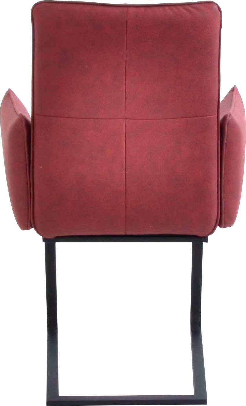 K+W Komfort & Wohnen Freischwinger, Freischwinger, Gestell in Metall schwarz, Steppung im Sitz und Rücken