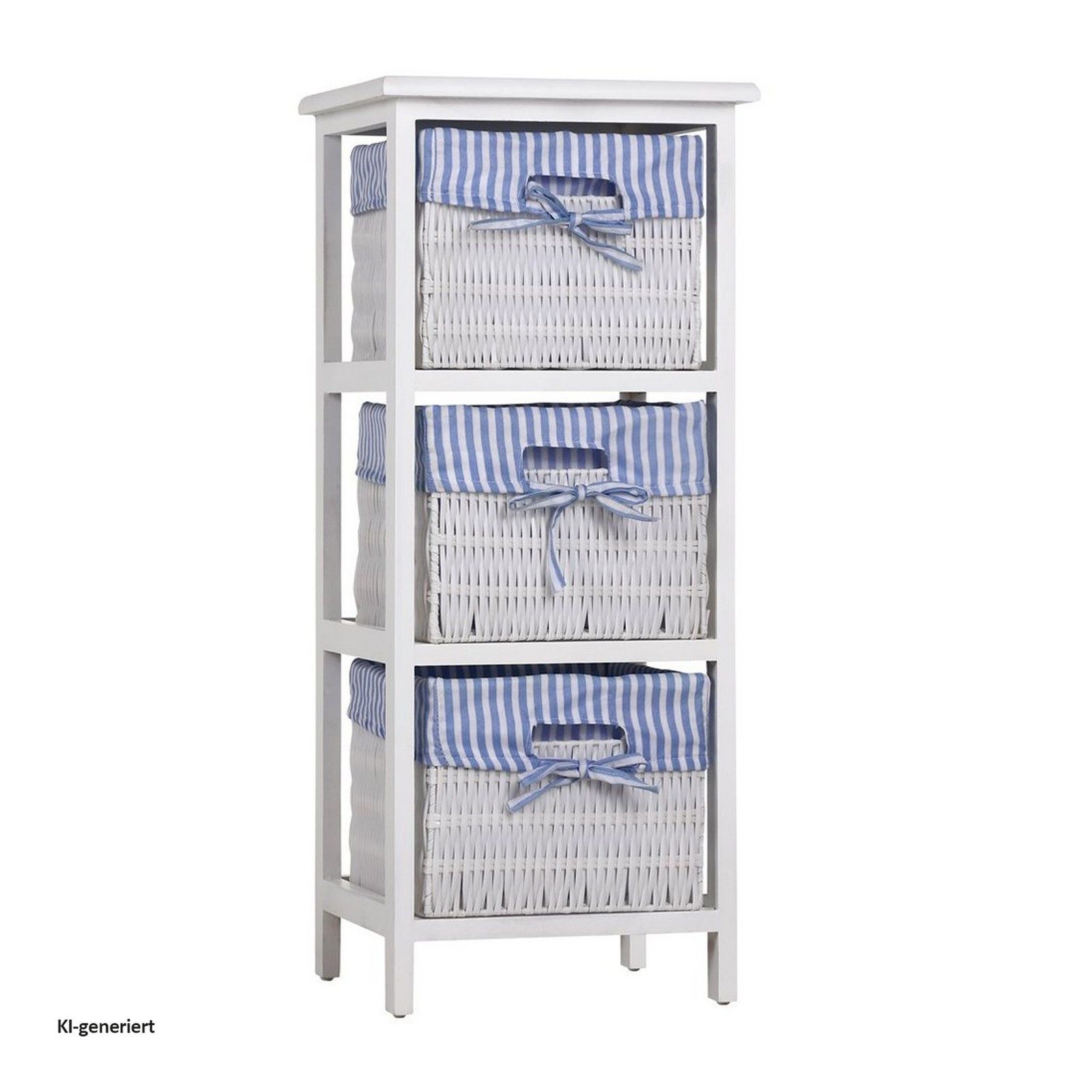 HTI-Living Badregal Regal mit 3 Körben Mia Landhaus Weiß Blau, Stück 1-tlg., Badregal Schubladenkommode