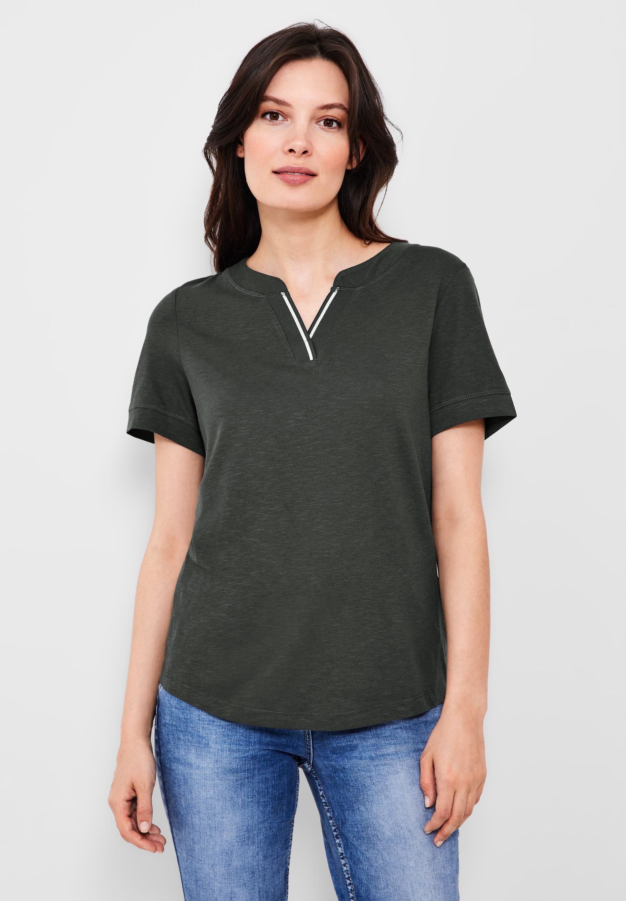 Cecil T-Shirt in Unifarbe easy khaki