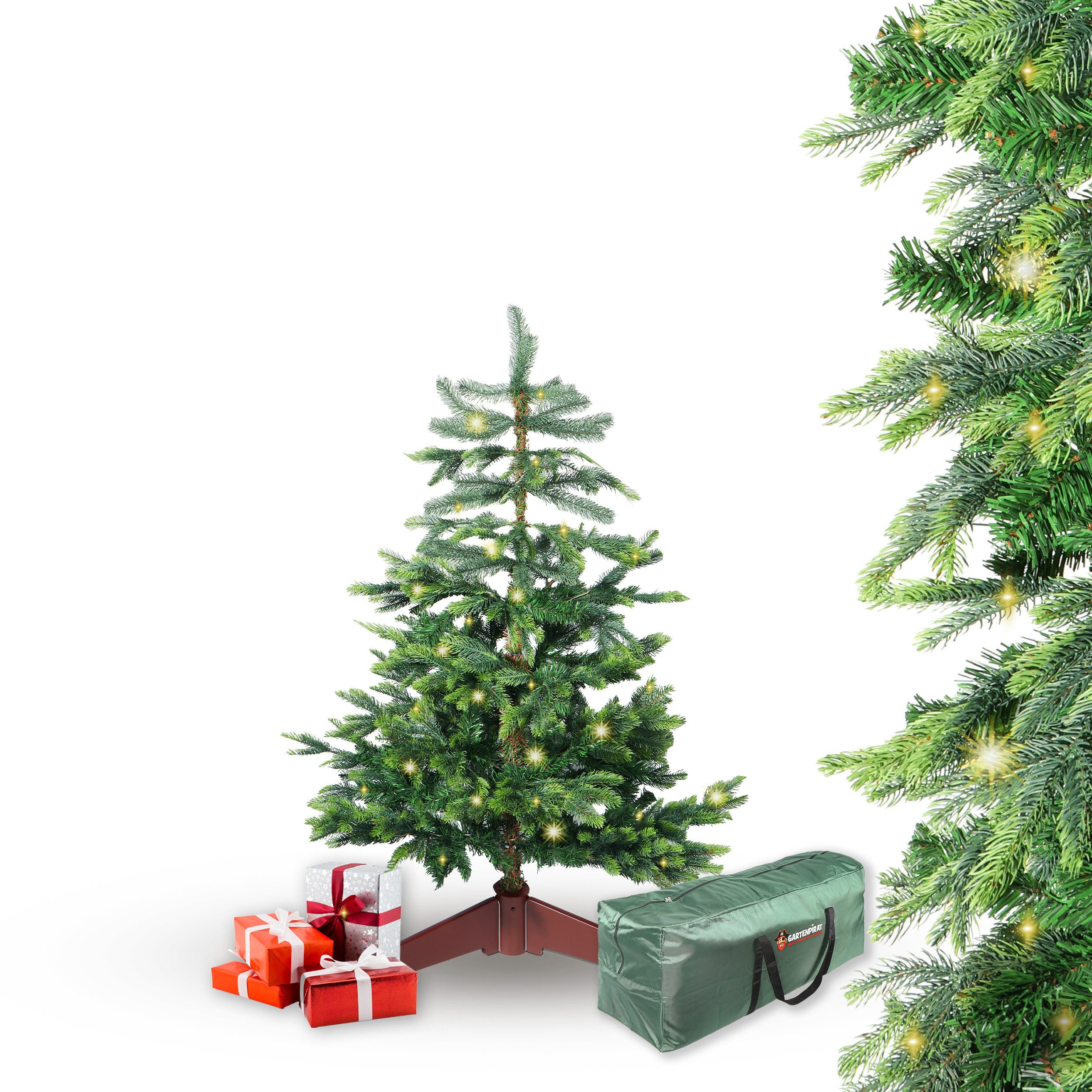 Gartenpirat Künstlicher Weihnachtsbaum BonTree Fichte mit LED Beleuchtung warmweiß Christbaum, Fichte, Natürliches Aussehen, Hochwertig, Einfacher Aufbau, mit LED´s