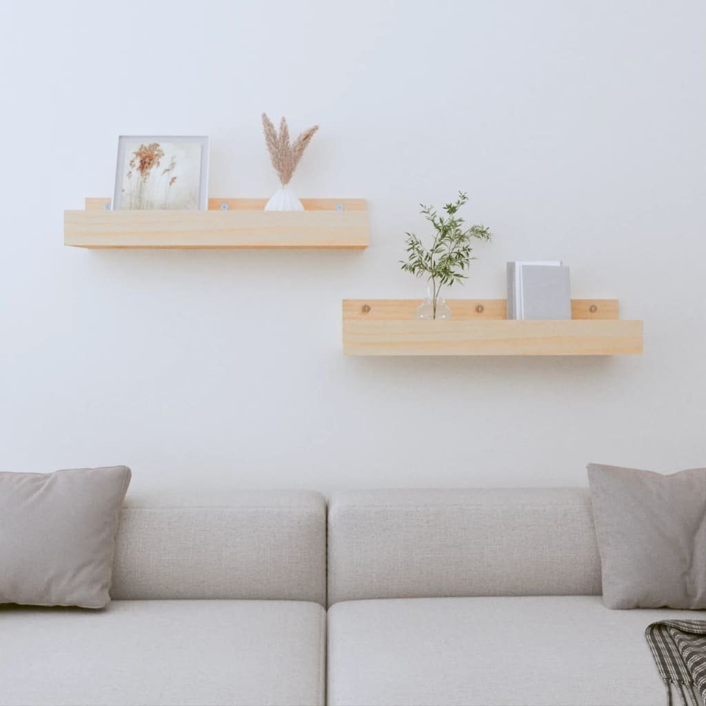 furnicato Wandregal aus massivem Kiefernholz 50 x 12 x 9 cm, unbehandelt, 1-tlg., Rustikales Wandboard mit offenen Fächern für Deko und Sammlerstücke