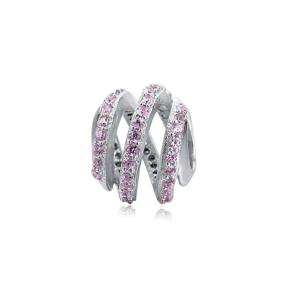 PANDACHARMS Bead Rosa Spirale Charm für Charm Armband, 925er Sterling Silber, Zirkonia
