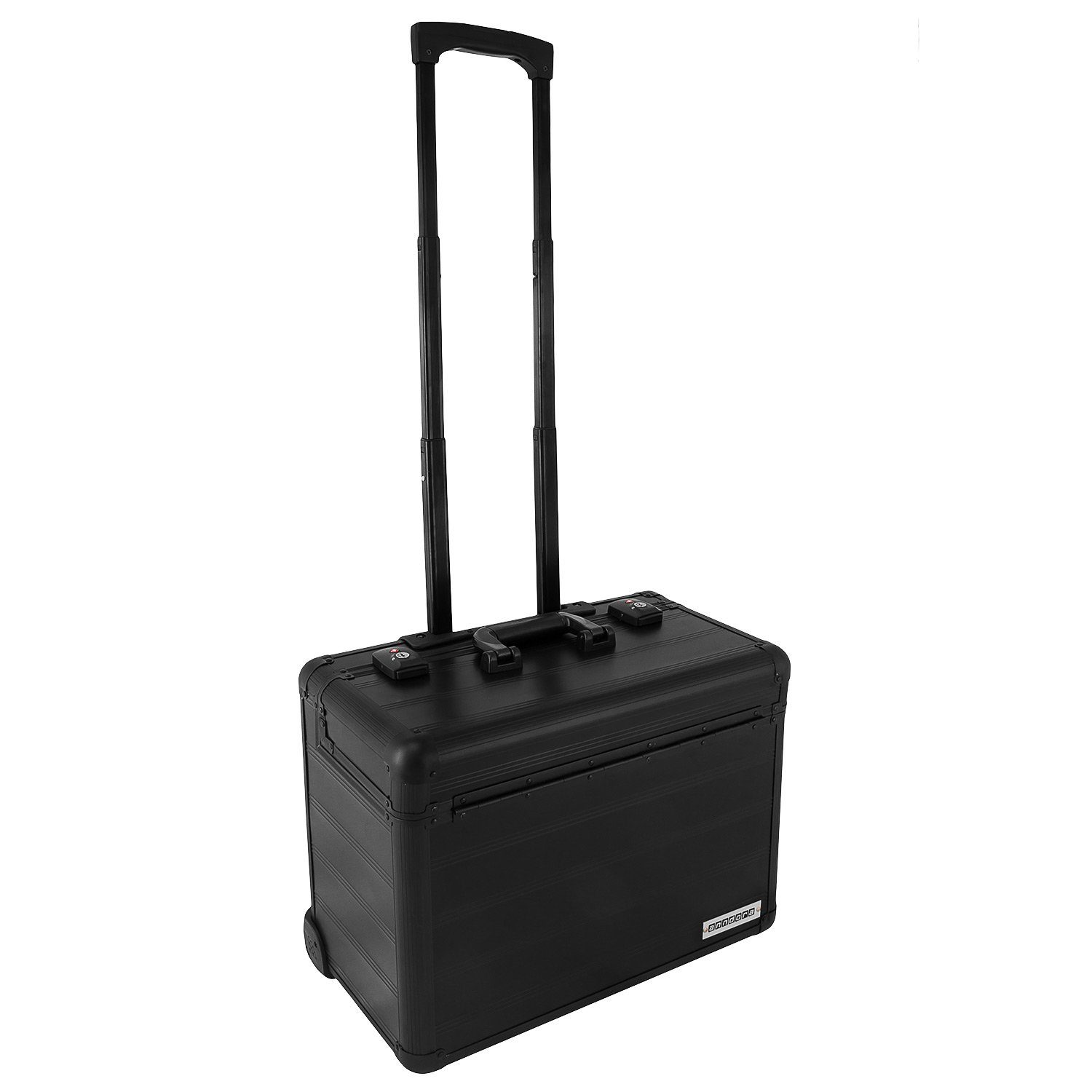 anndora Pilotenkoffer Business Trolley, Pilotenkoffer TSA und Rollen - schwarz Leichtlaufrollen mit Schloss silber, oder