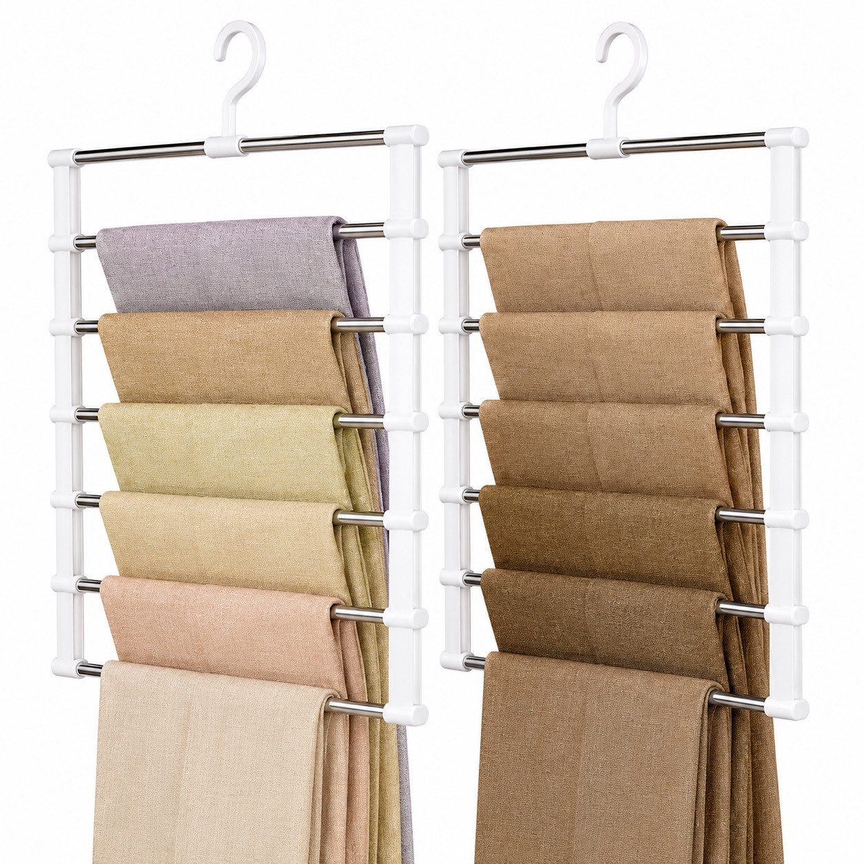 R2 Invest Mehrfach-Kleiderbügel Mehrstufiger Hosenbügel 6 Ebenen Kleider Organizer 2er Set, (2-tlg)
