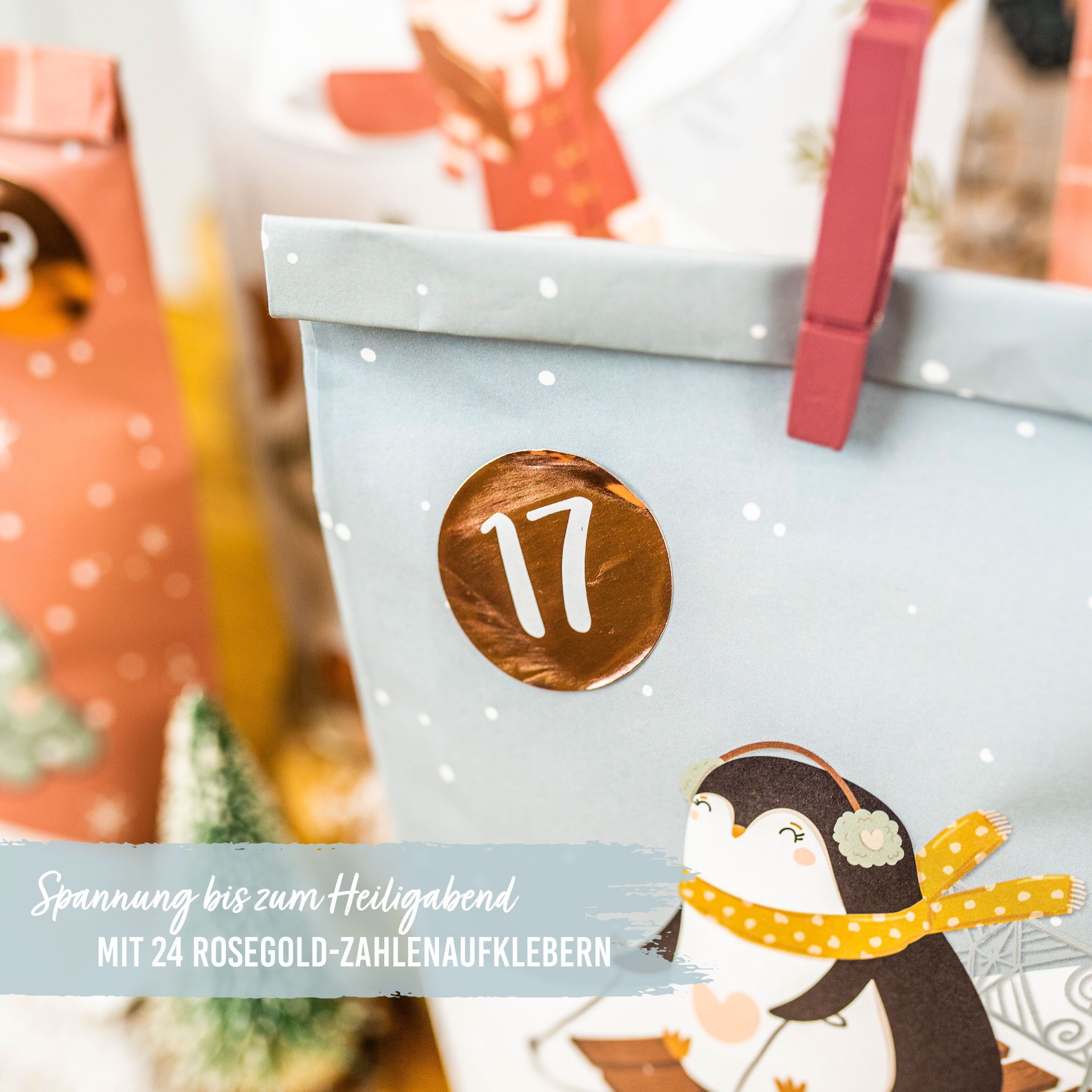 PAPIERDRACHEN befüllbarer Adventskalender Adventskalender mit bedruckten Tüten, Adventskalender zum selber befüllen – Bild 4 von 5