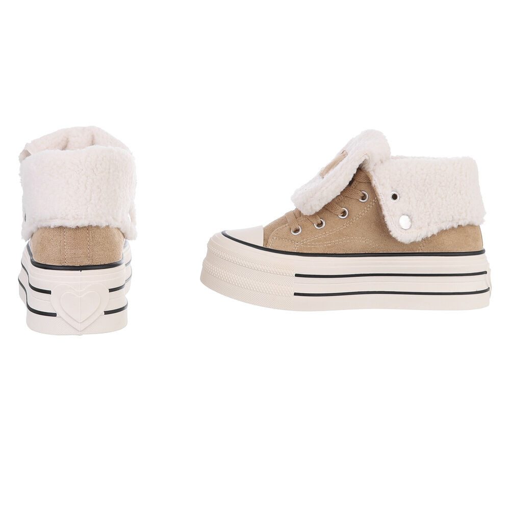 Ital-Design Trendy Freizeitschuh mit gefüttertem Knöchel und Komfort Sneakerboots (90458092) Flach Sneakers High in Hellbraun