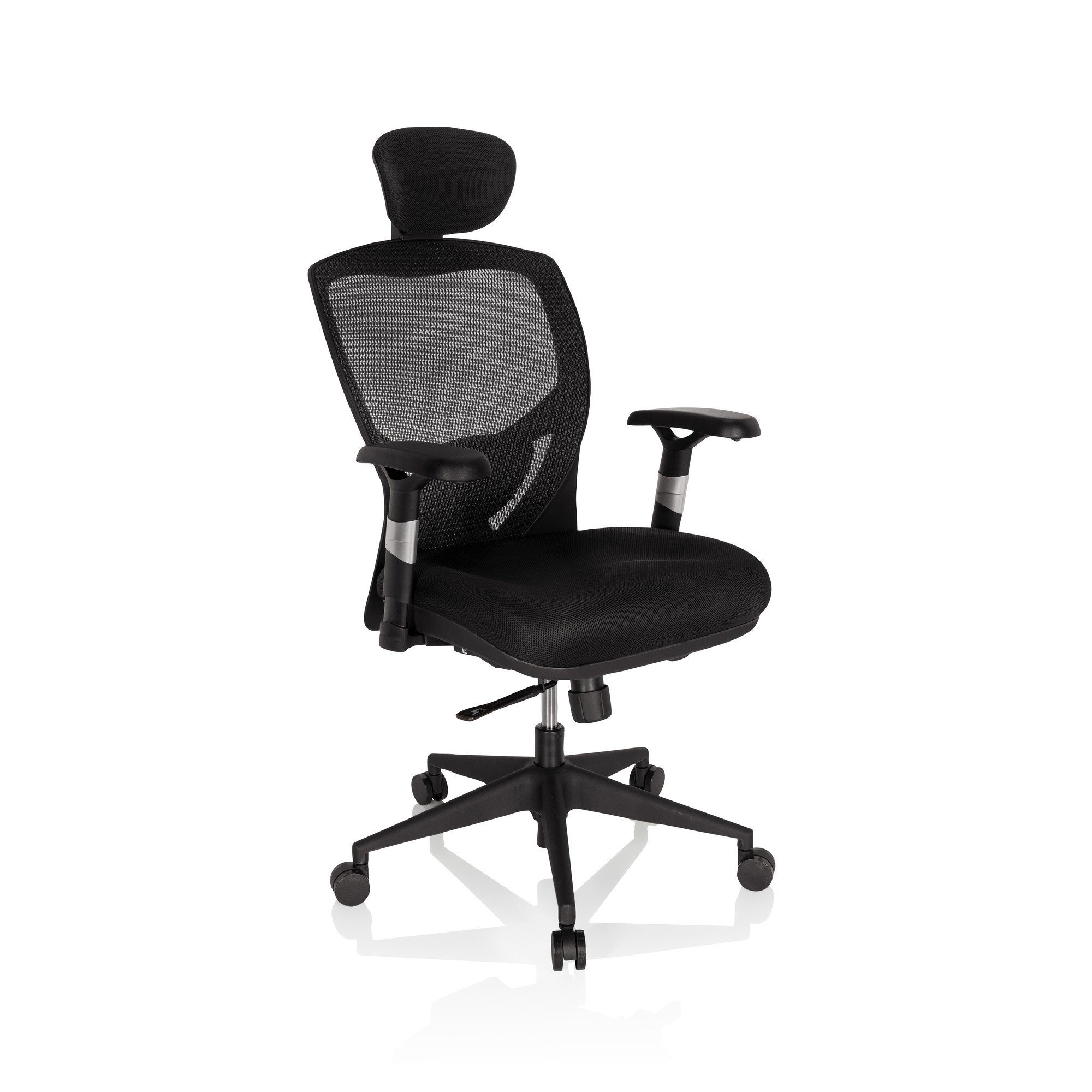 Bürostuhl hjh VENUS OFFICE BASE (1 mit Stoff High Schwarz Schreibtischstuhl End Drehstuhl ergonomisch Armlehnen St),