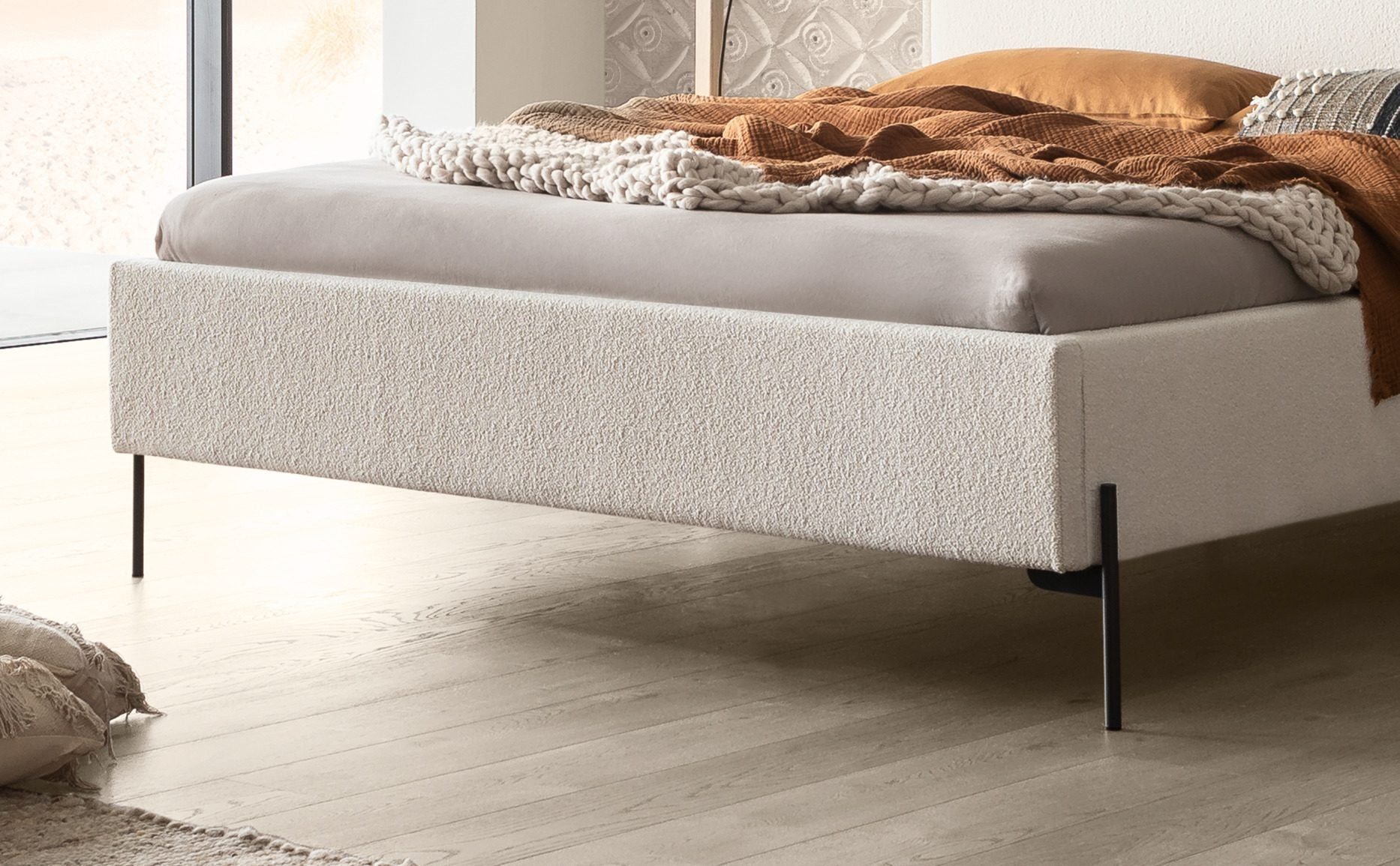 HASENA Polsterbett Nora, mit trendigem Bouclestoff, Rahmenhöhe von 23 cm und 4 Einlegetiefen