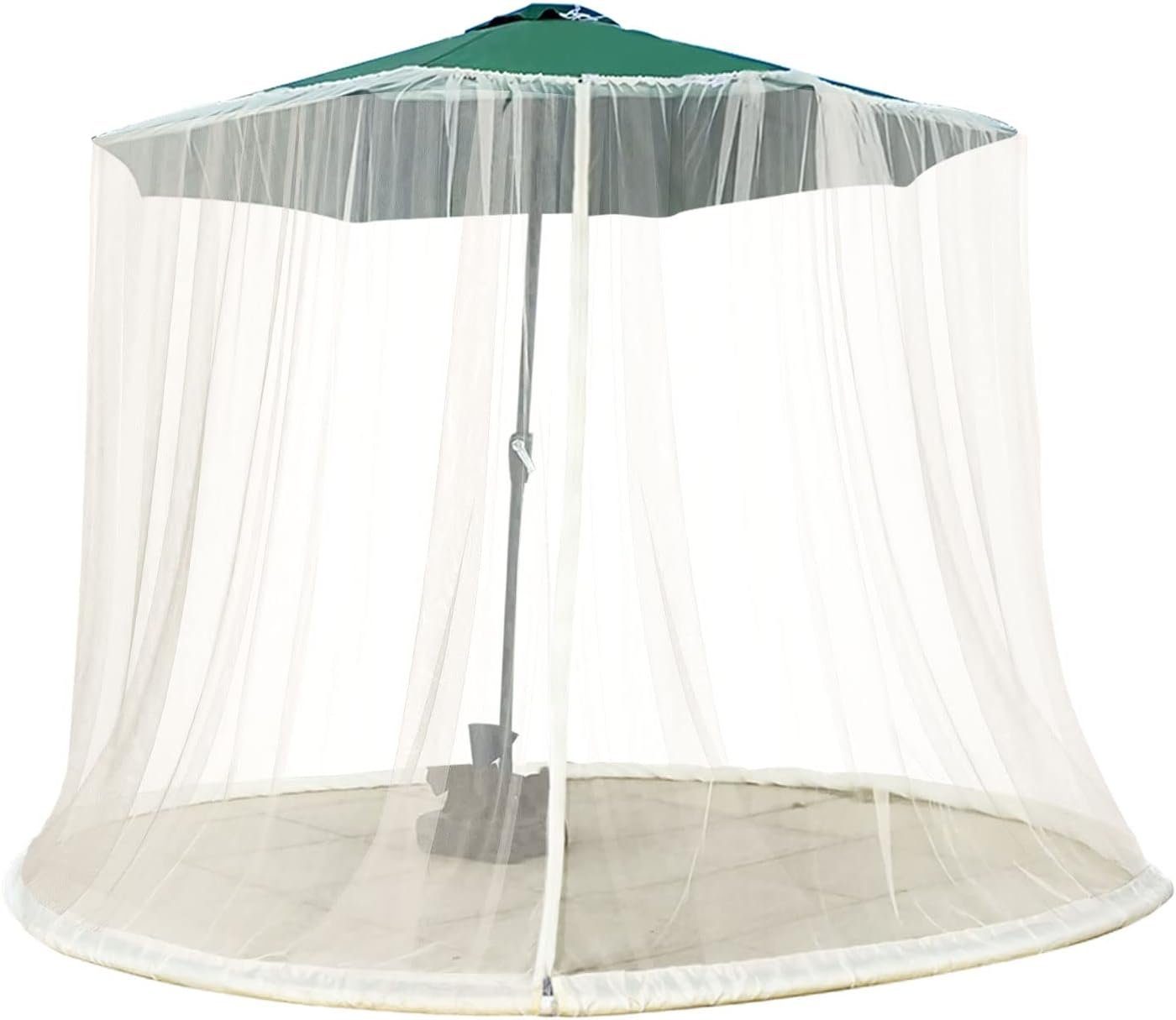XDeer Moskitonetz Schirmmückennetz,Terrassenschirm-Netz,Outdoor Moskitonetz, Verstellbar,mit Polyester-Netz und befüllbarer Basis Weiss